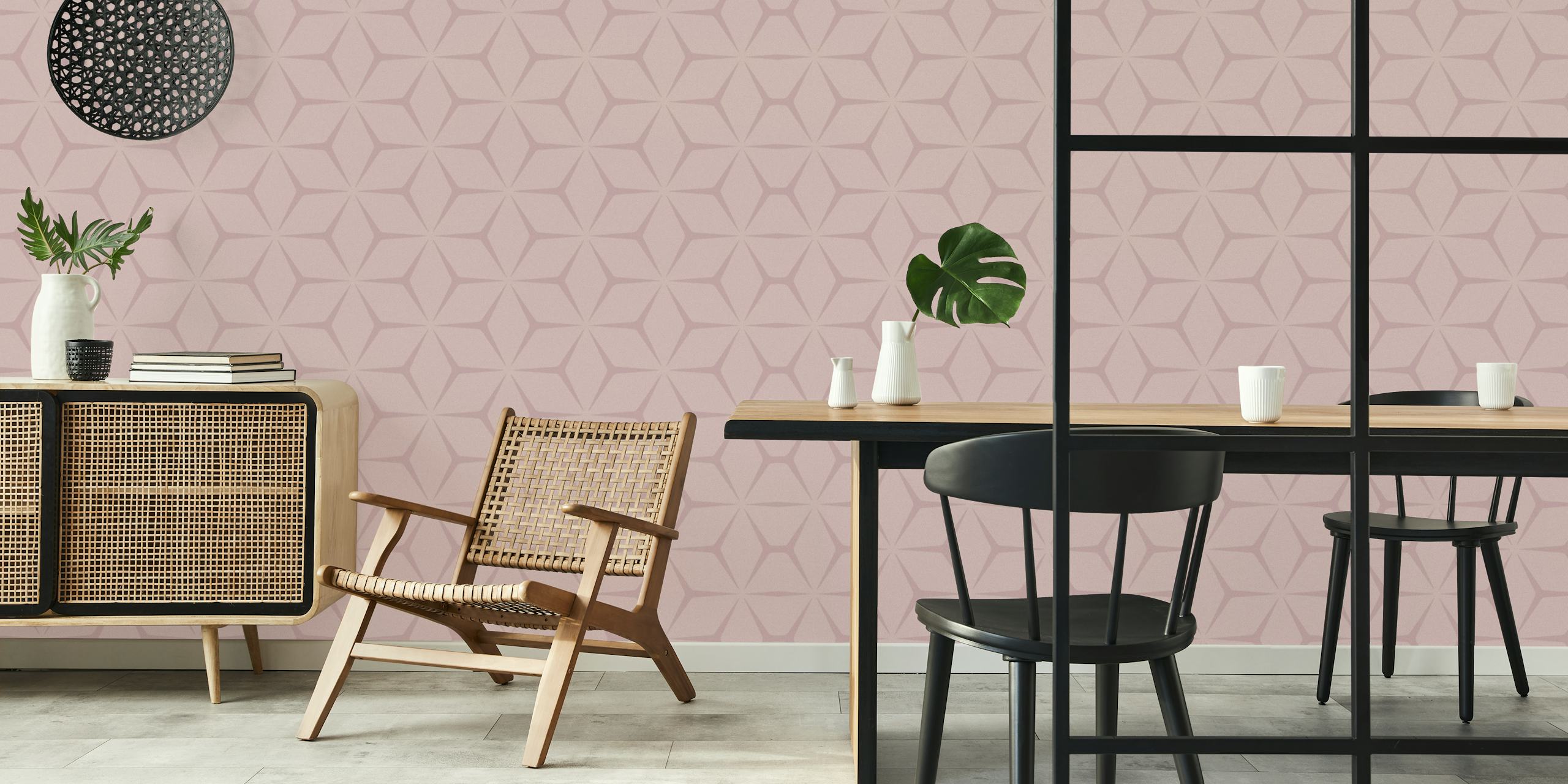 Mid Century Rosee wallpaper design in room