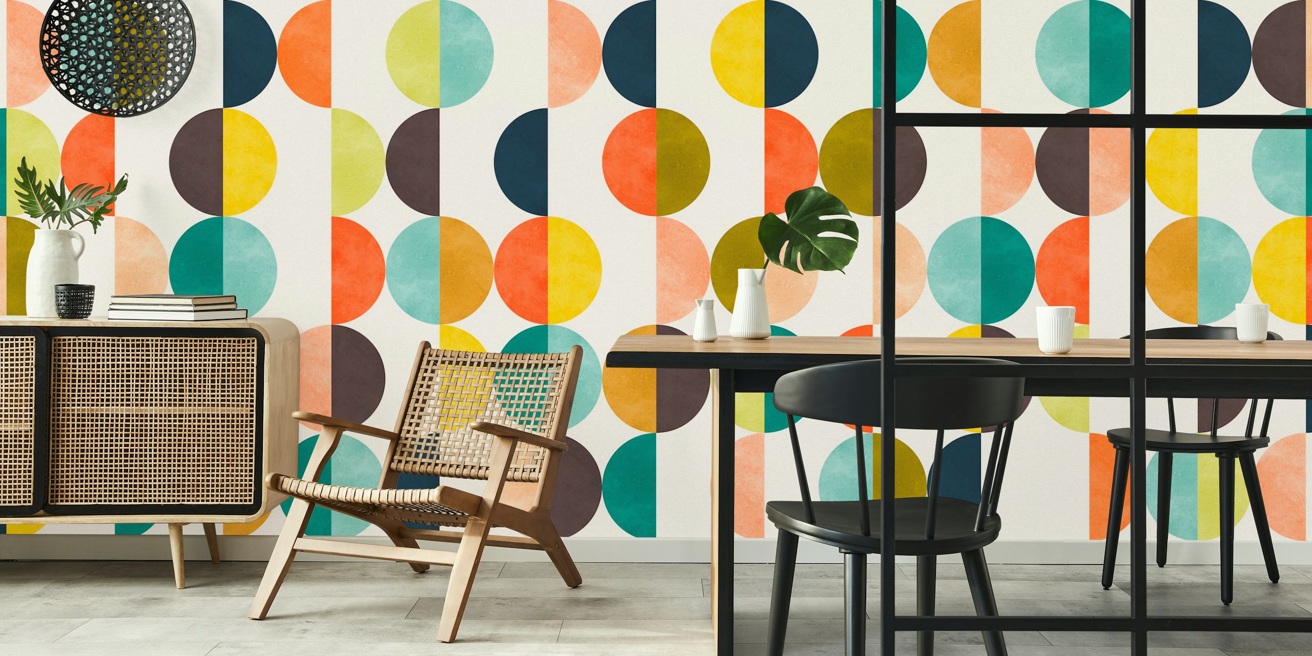 Colorful Circles 7 wallpaper in a stylish room