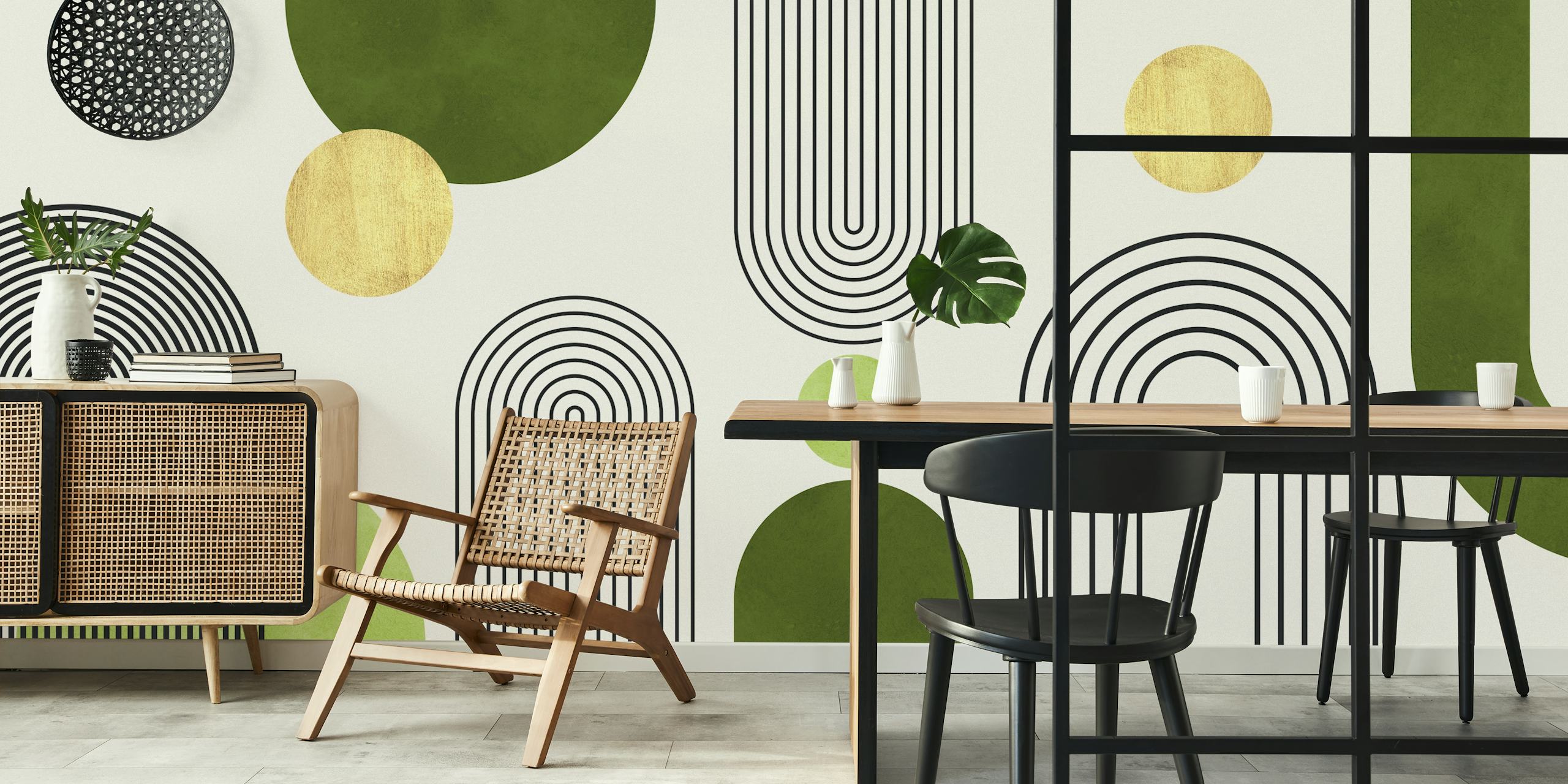 Watercolor circles 8 papel tapiz en una habitación