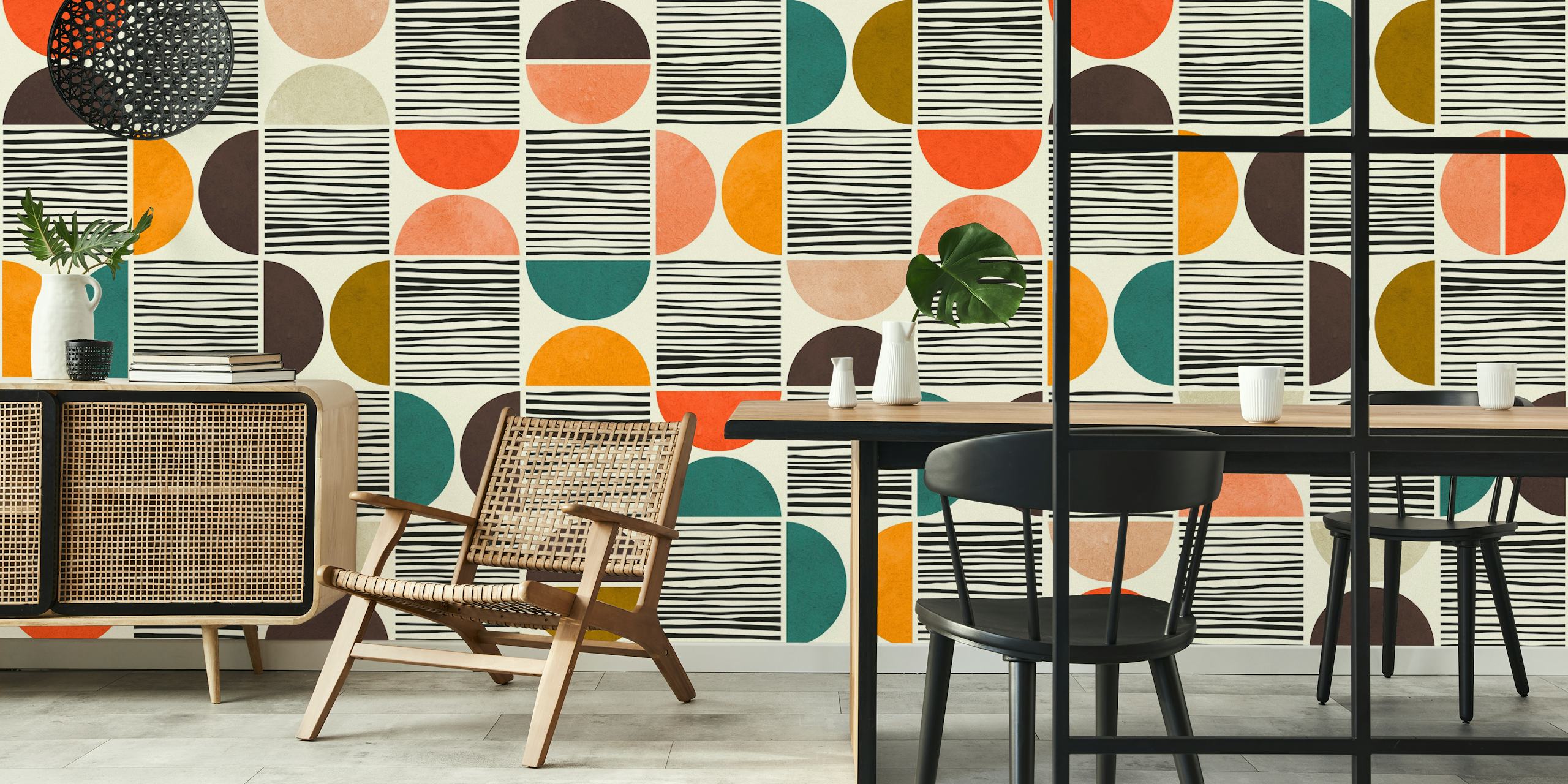 Pattern of circles 9 tapet i ett rum