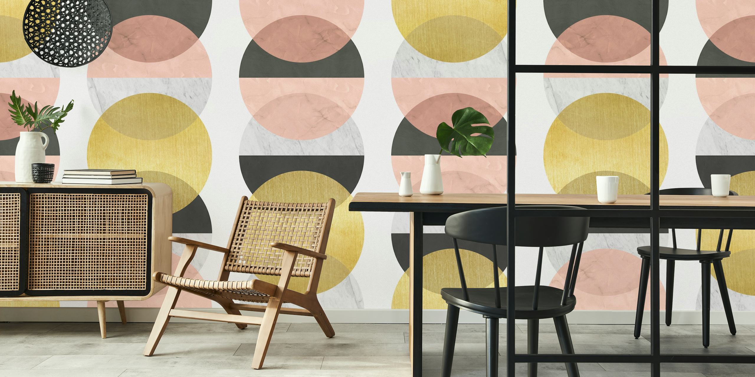 Pattern of circles tapet i et rom
