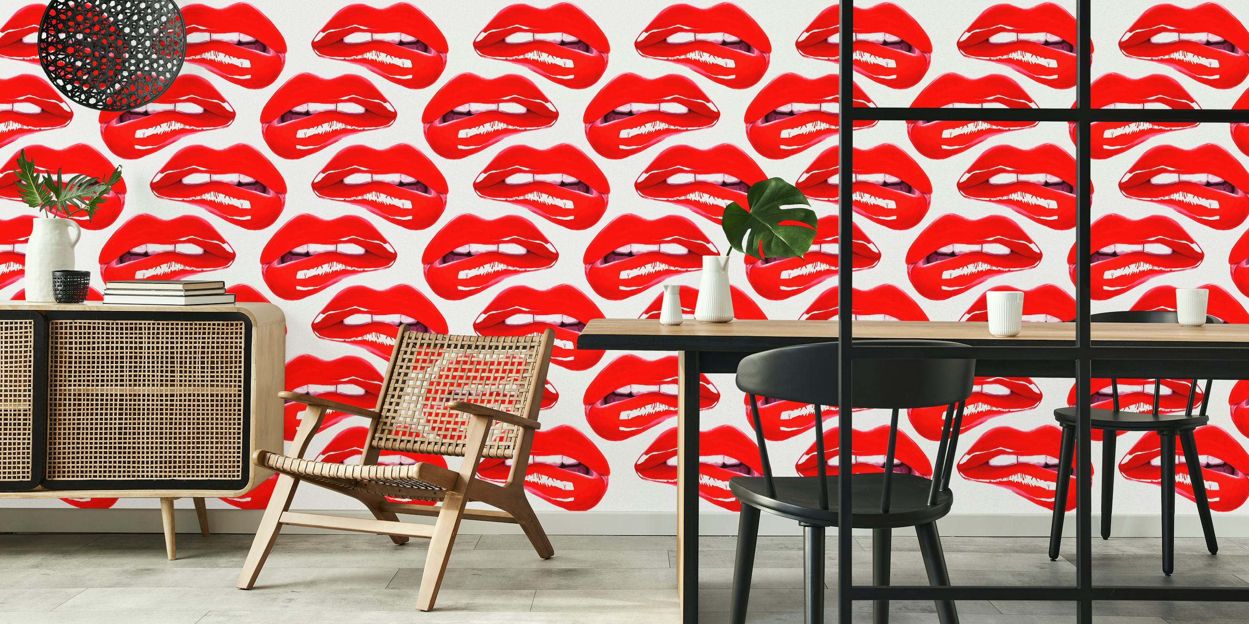 Parete con bold red lips