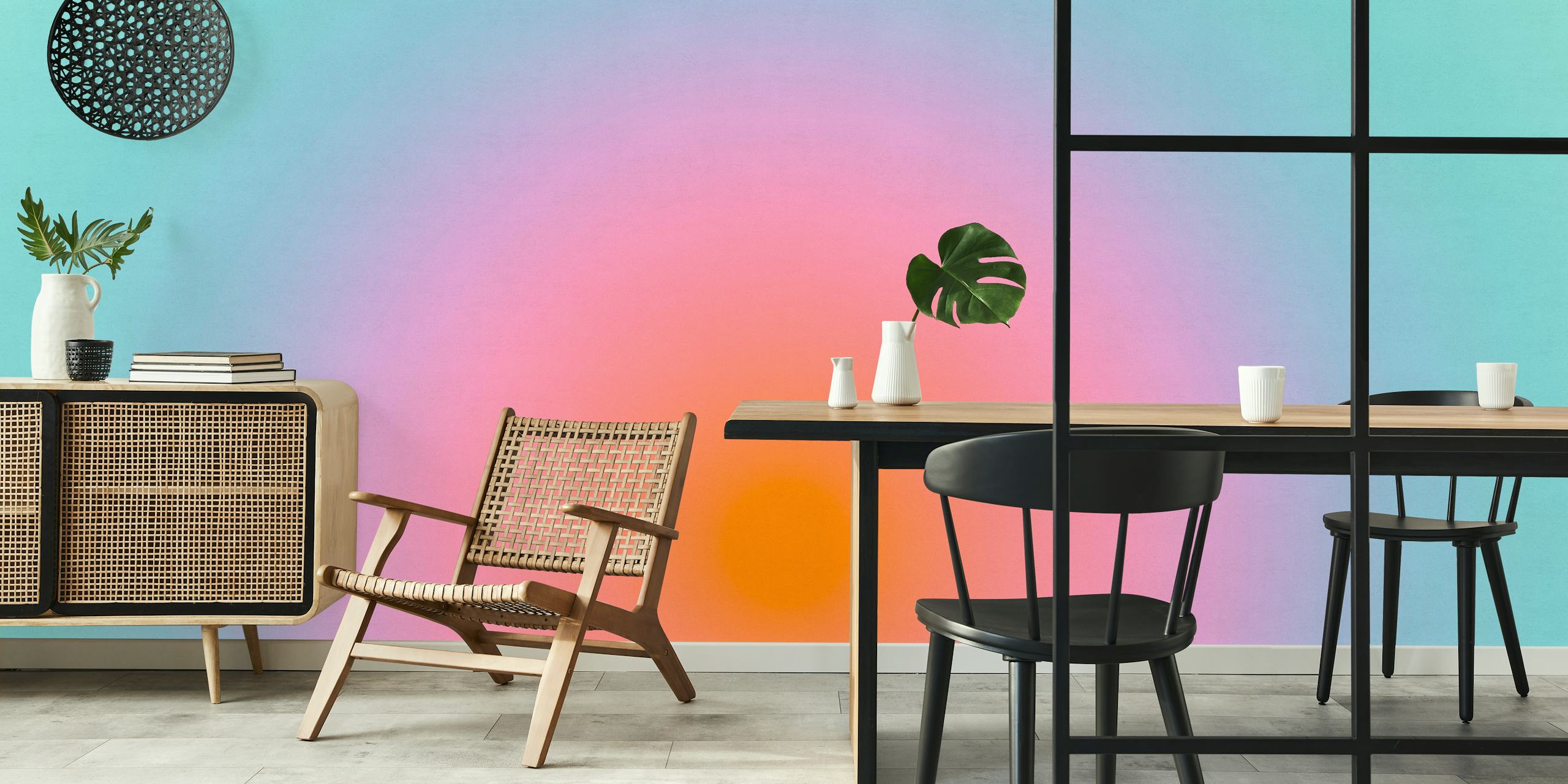 Vibrant sunset wallpaper in a room
