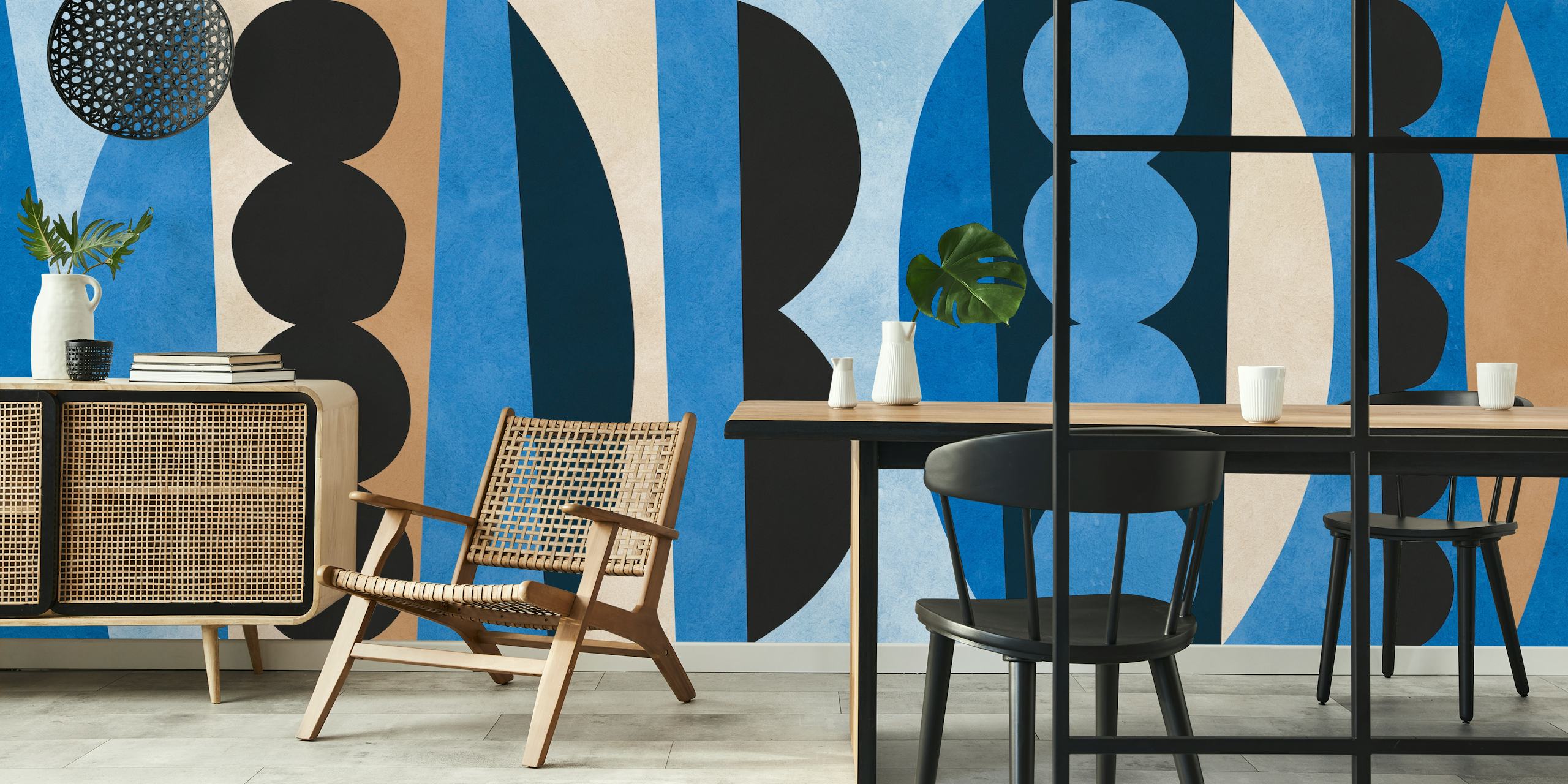 Tribal pattern wallpaper i ett stiligt rum