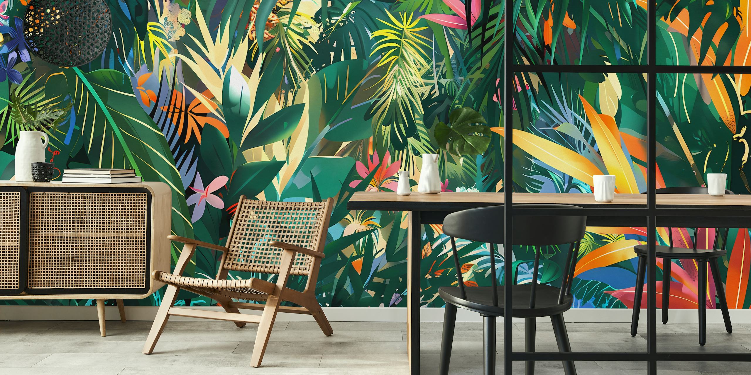 Tropical Forest 2 wallpaper design in a room