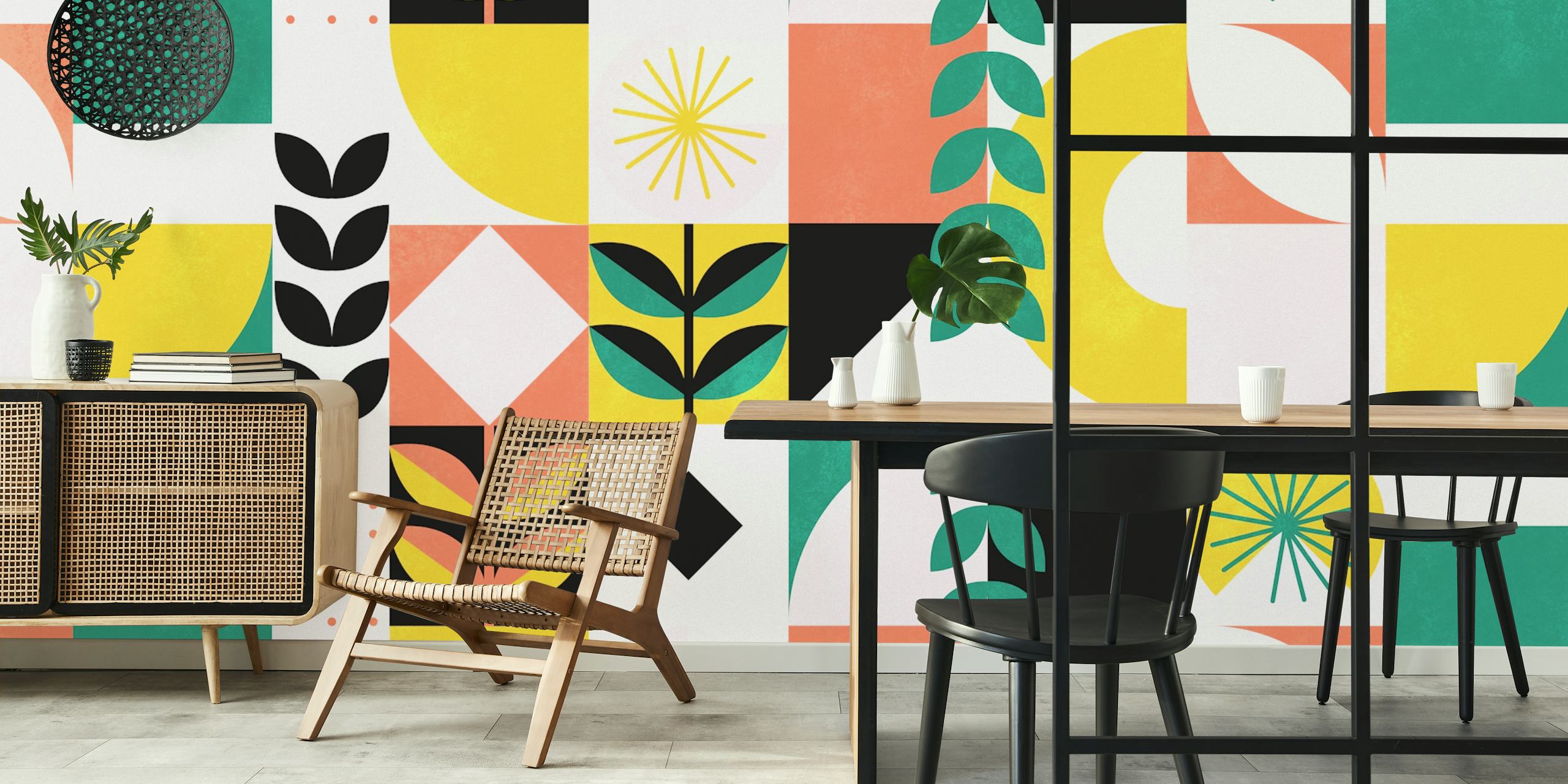 Tapeta Mid Century Bauhaus Mosaic V Místnosti
