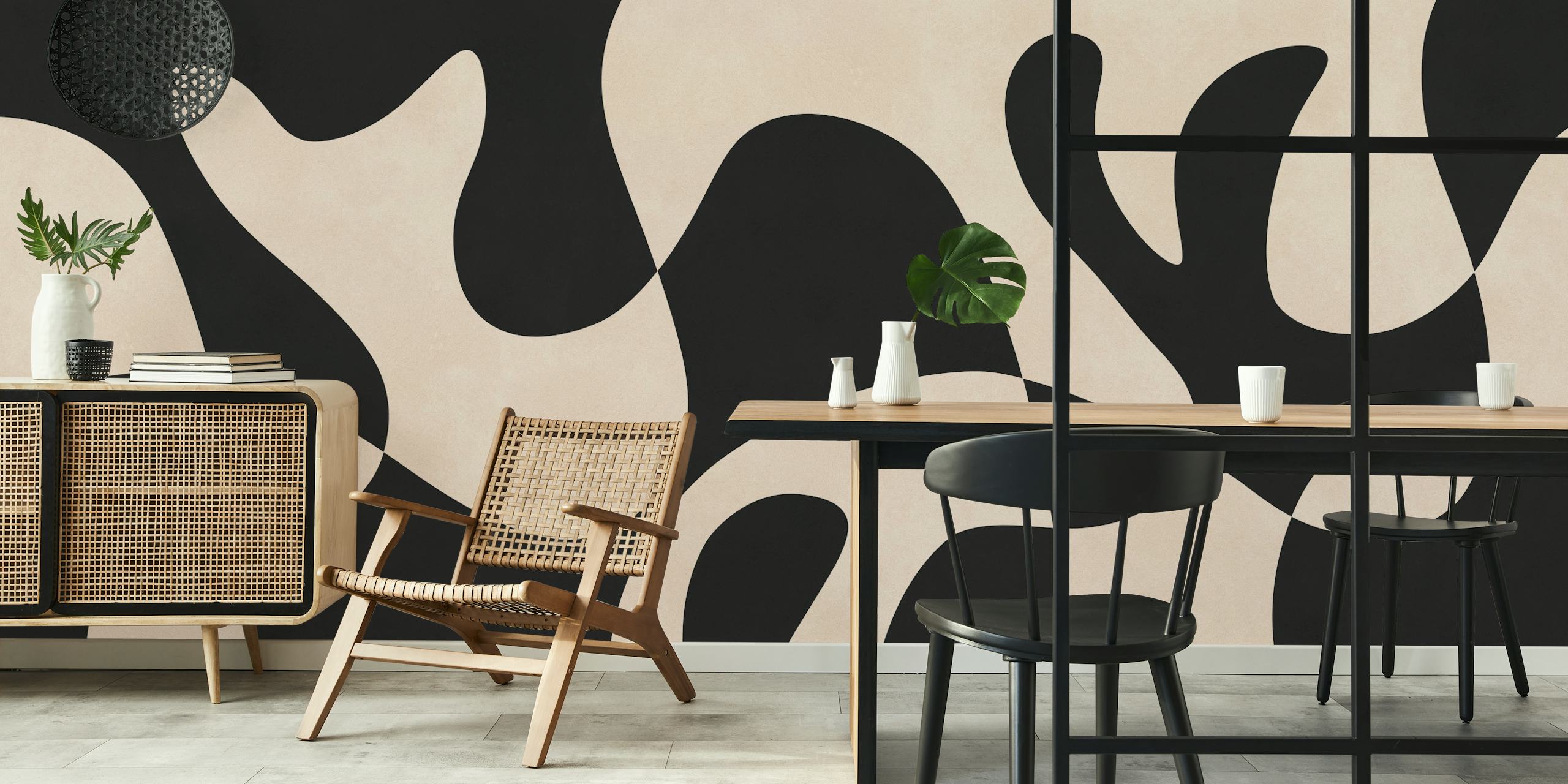 Black and white organic design ταπετσαρία στο δωμάτιο