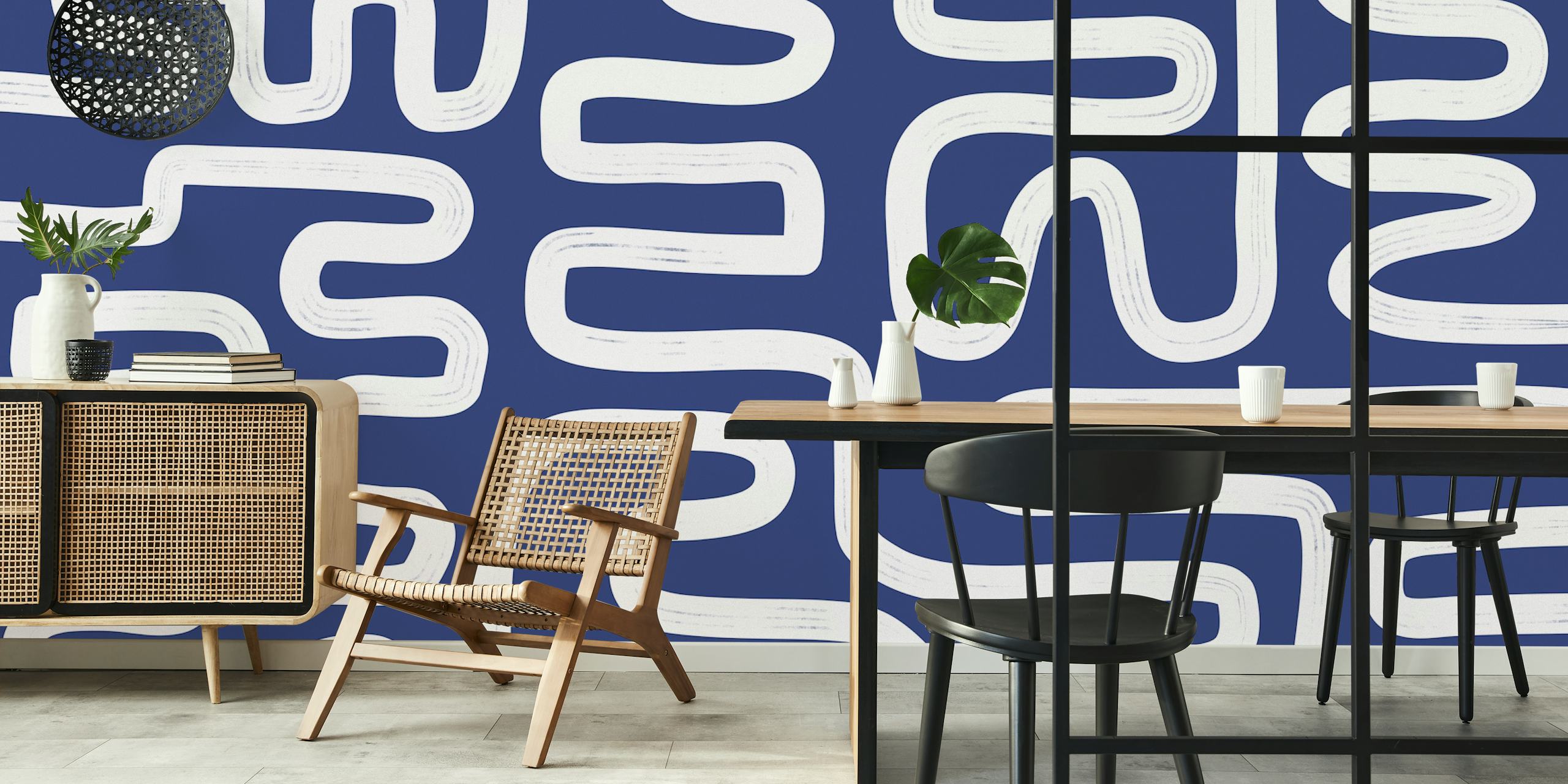 Abstract Line Blue 2 wallpaper in a room
