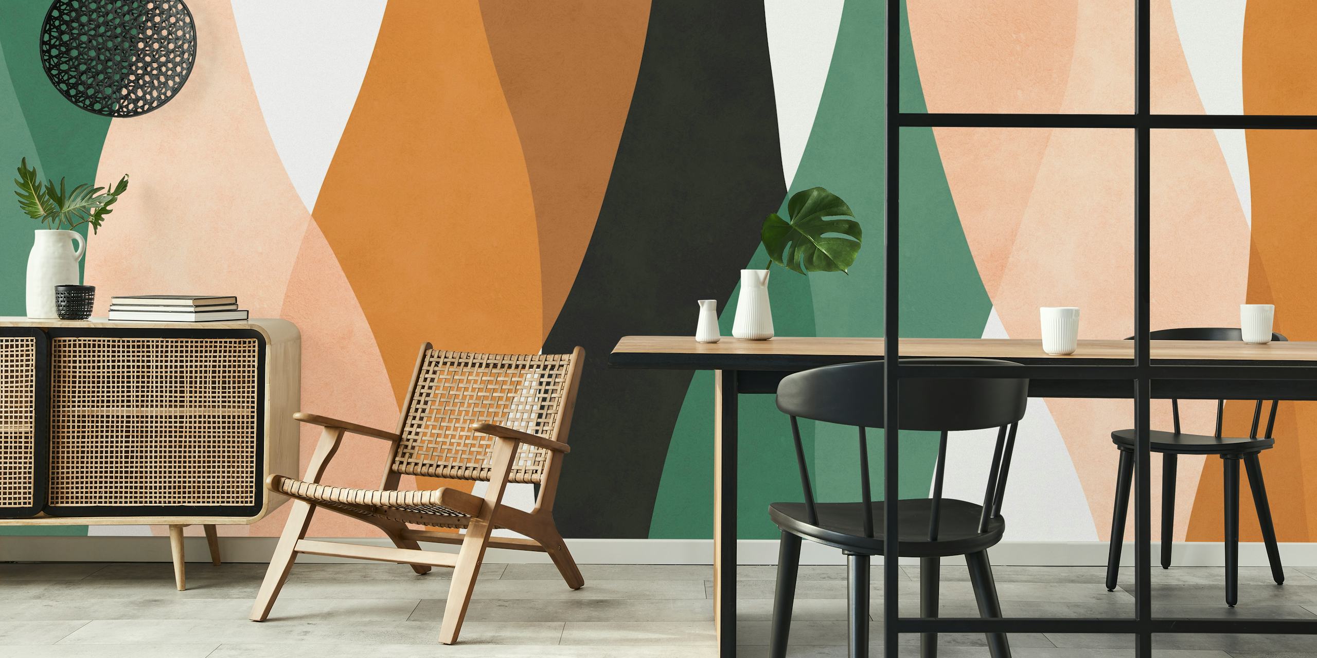 Papel tapiz Geo Chic Elegance en una habitación moderna