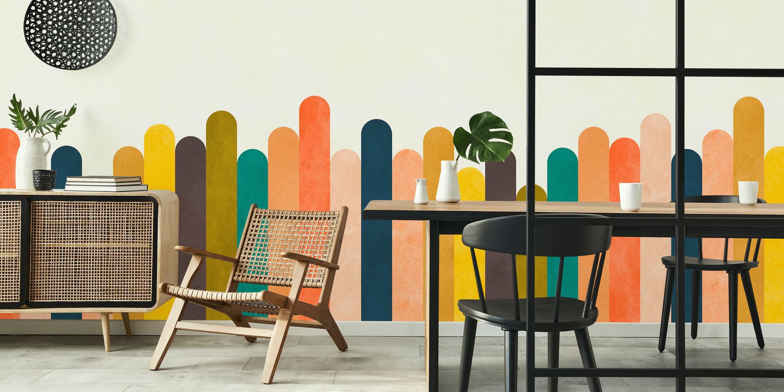 Design tapety Colorful arches w pokoju