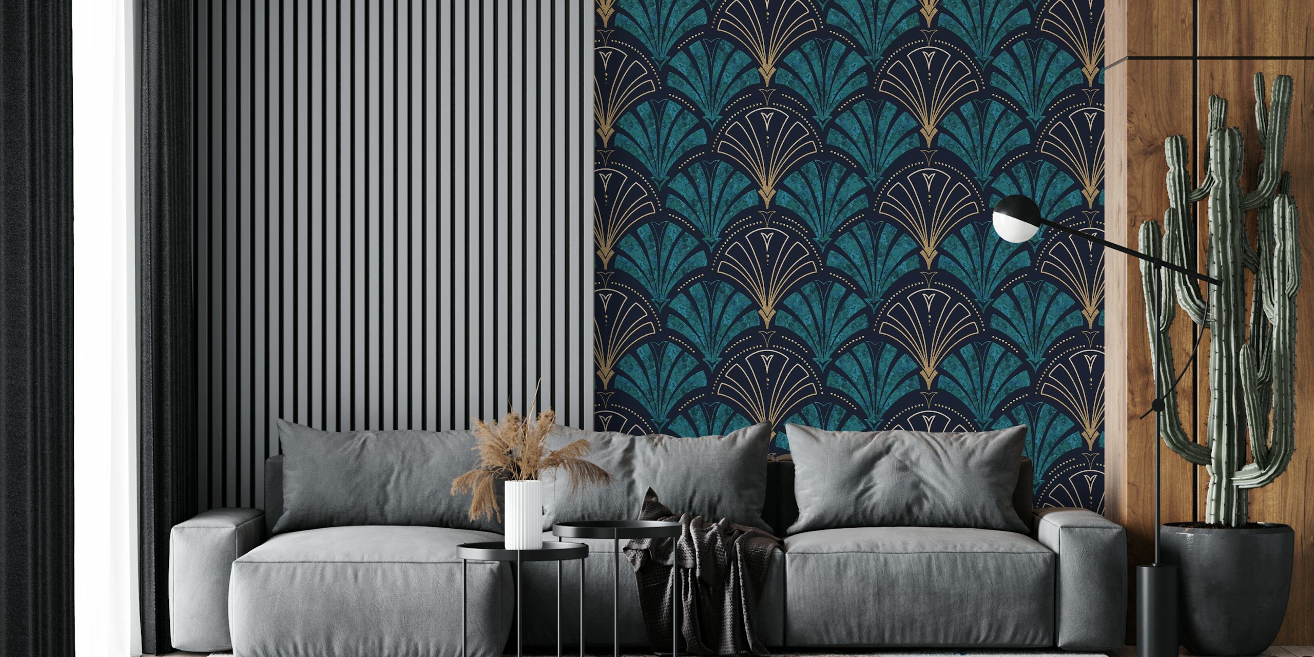 192s Papel pintado Art Deco Gold y Teal inspirado en Gatsby