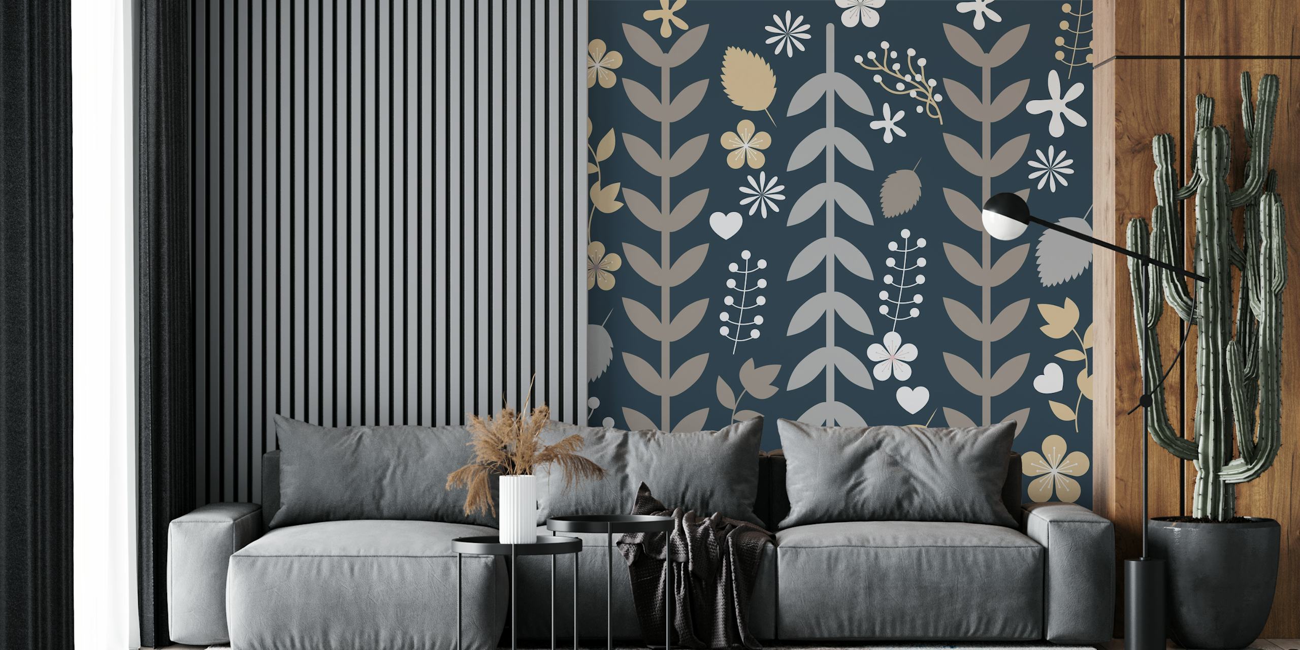 Floral pastel carta da parati in una stanza