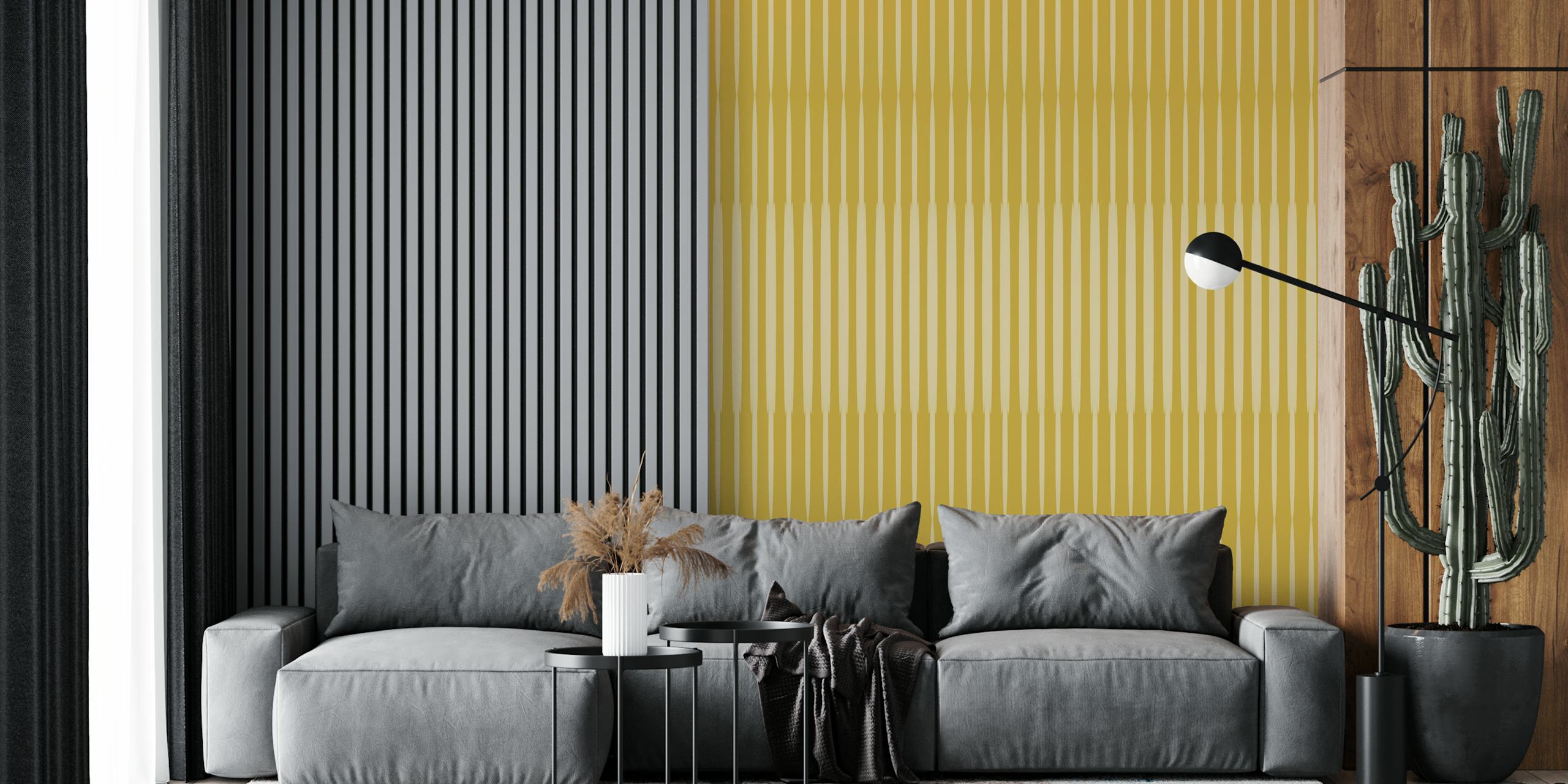 Vertical stripes in mustard and yellow shades wallpaper