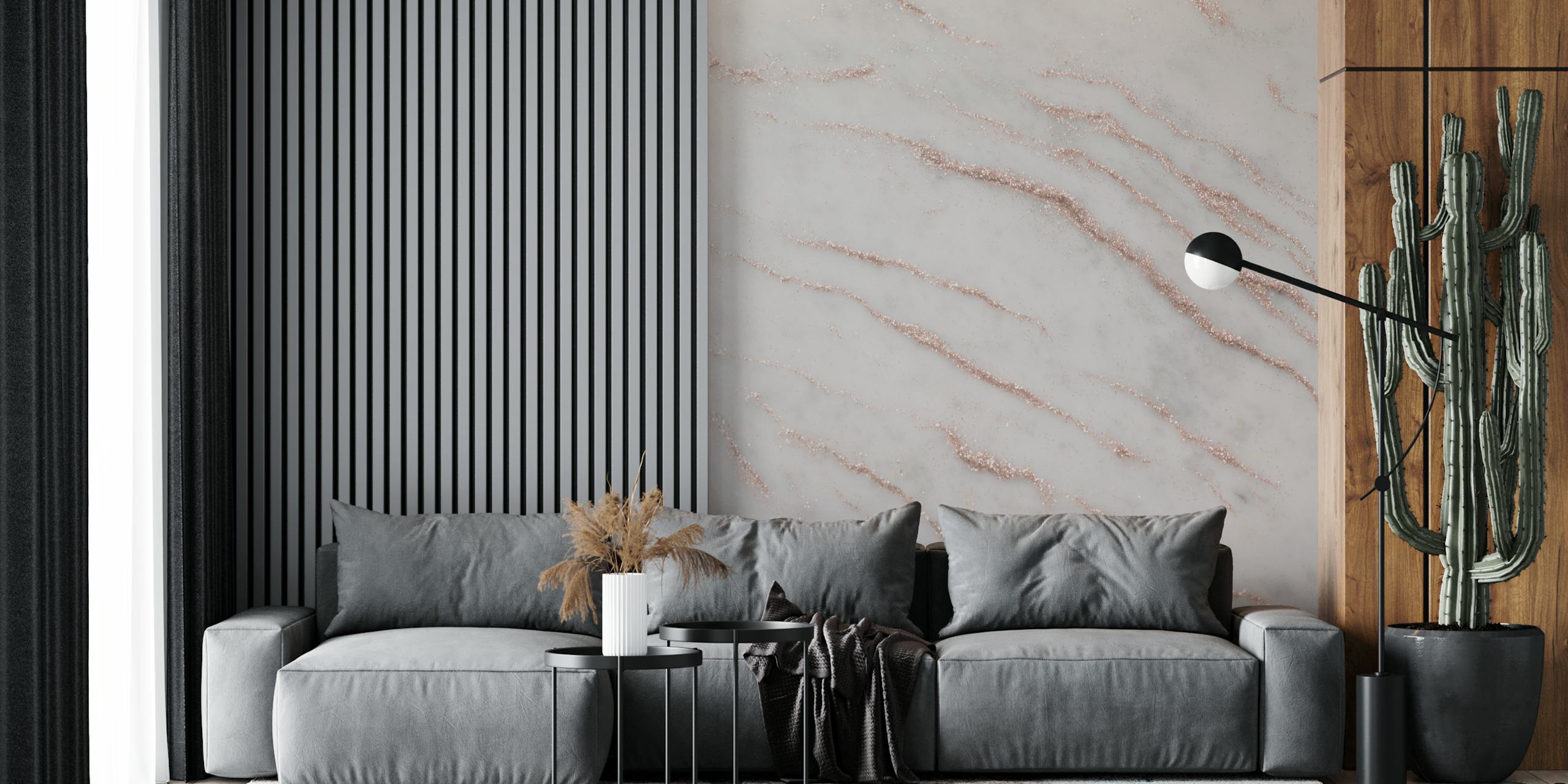 Κοντινό πλάνο μαρμάρινης τοιχογραφίας με γκλίτερ ροζ χρυσό με περίπλοκες λεπτομέρειες φλέβας