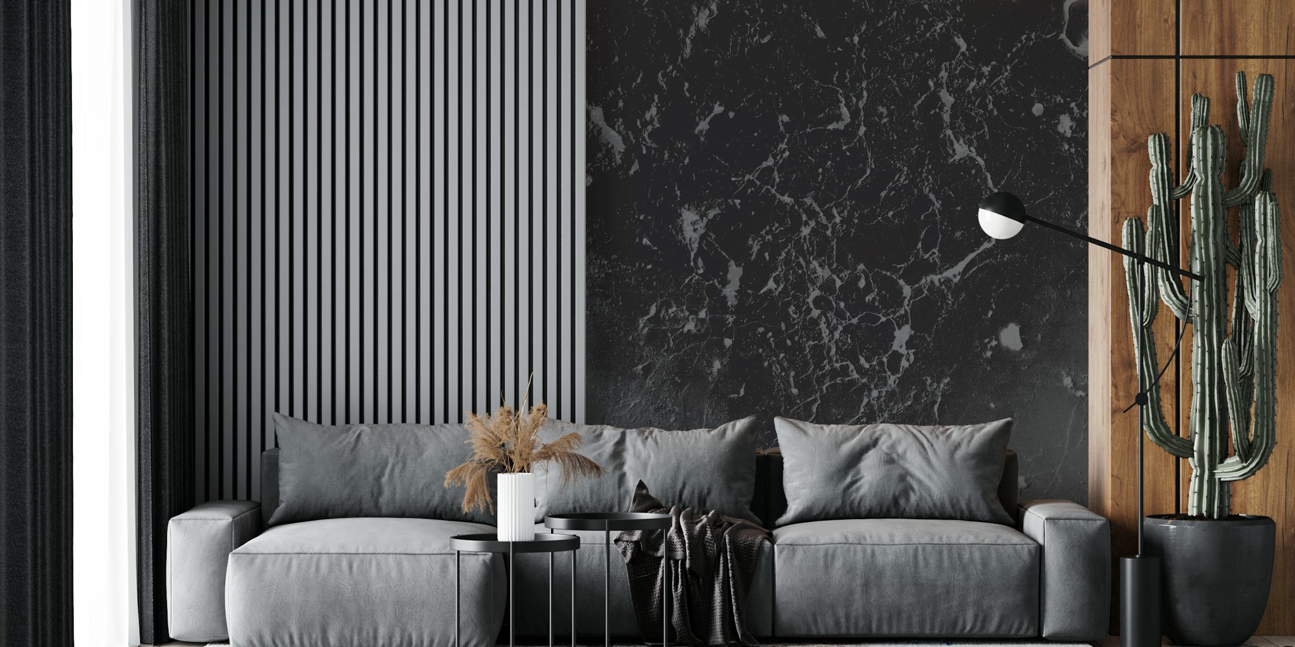 Carta da parati in marmo Gray e Black in una stanza