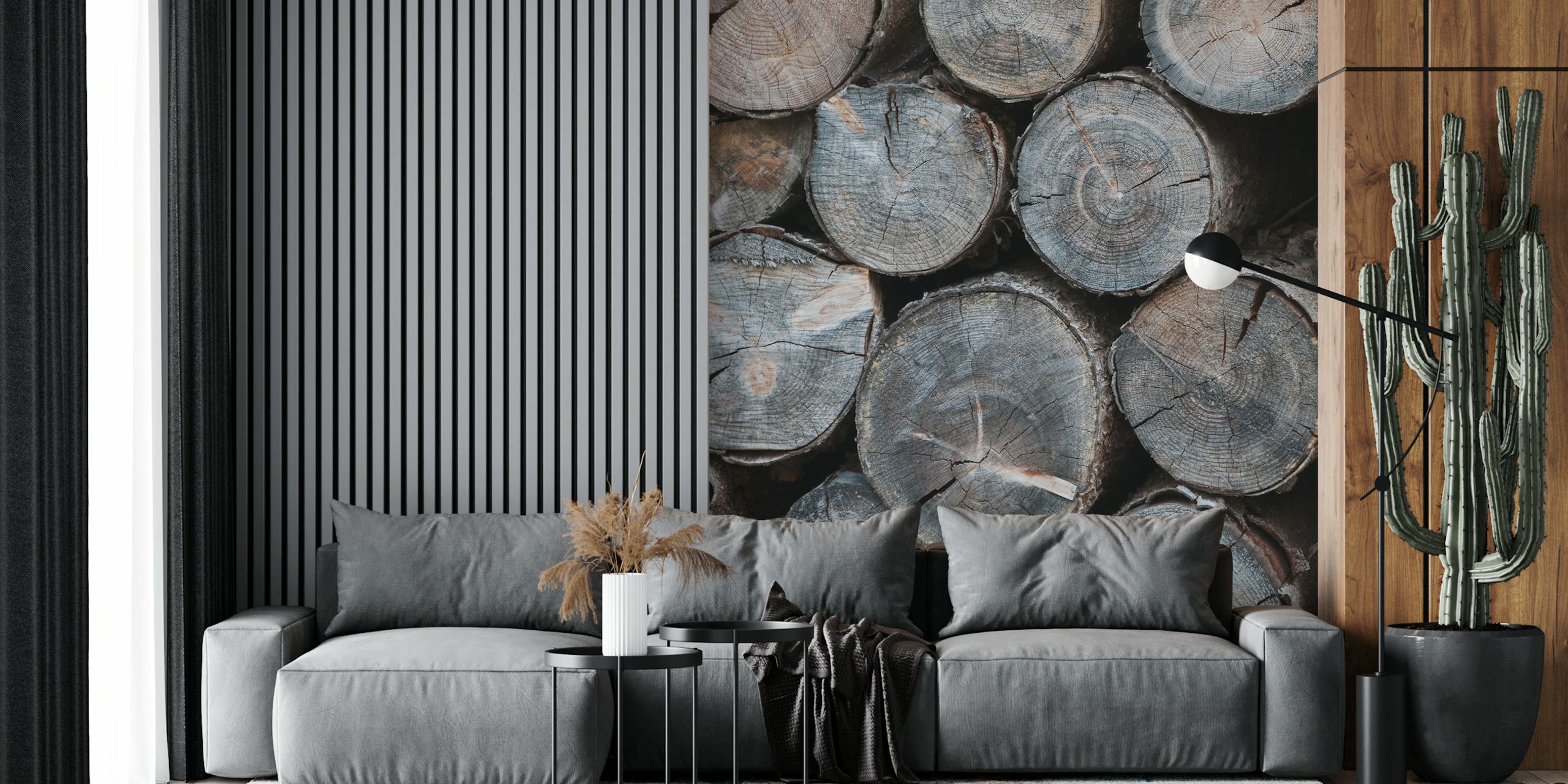 Rustic wood wallpaper in a room