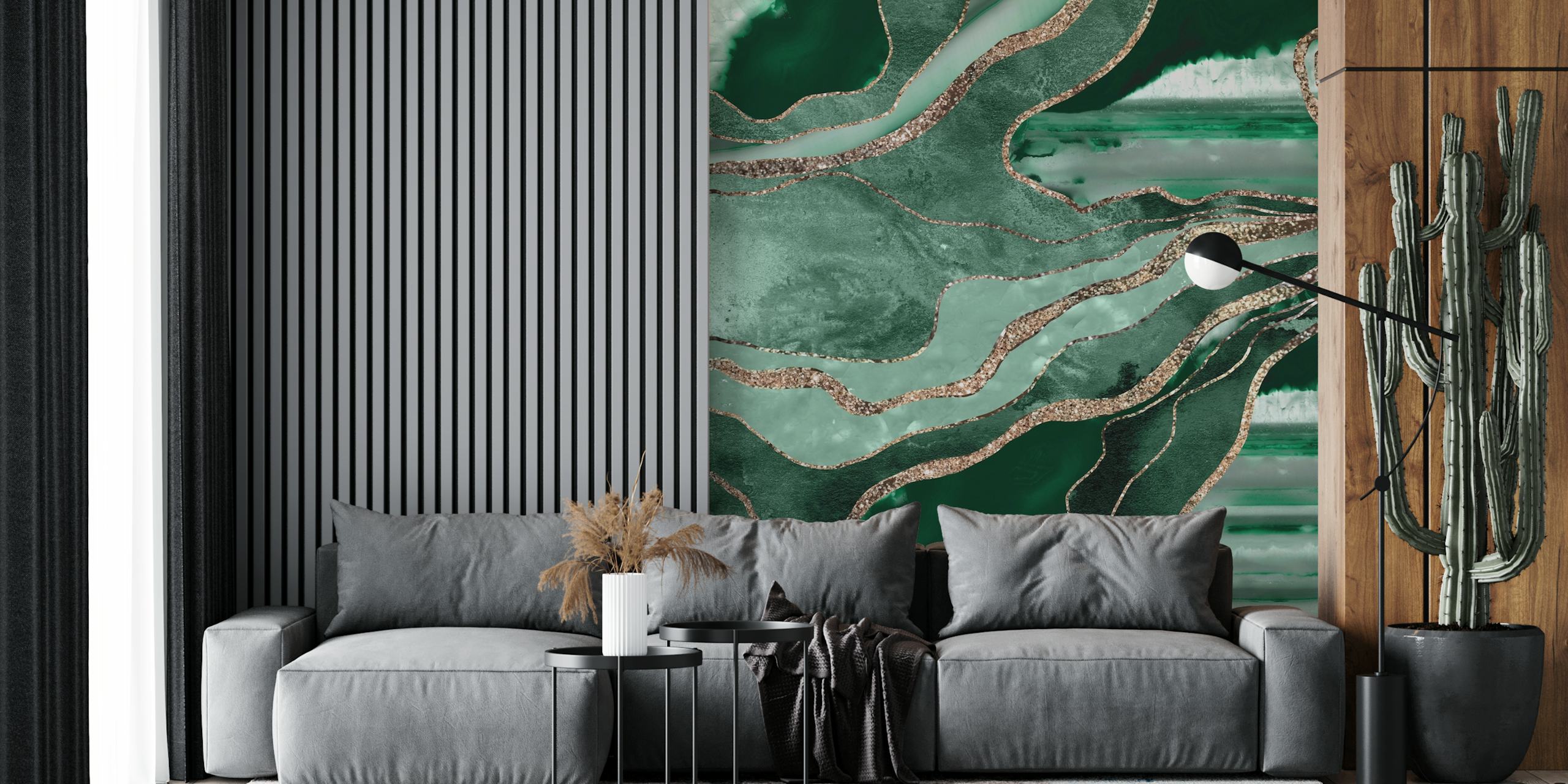 Emerald Green Marble Agate tapet i ett rum