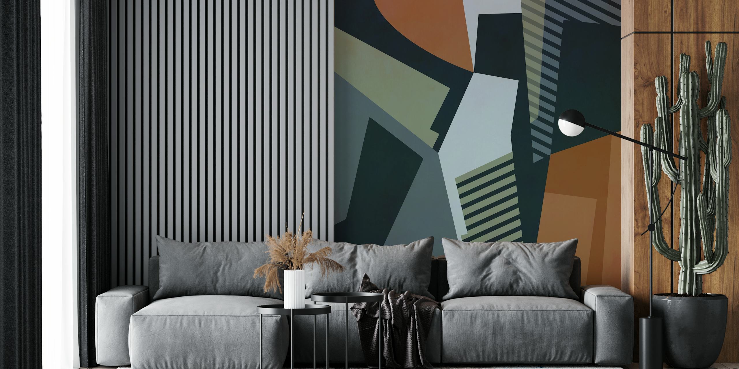 Geometric shapes in muted colors wall mural