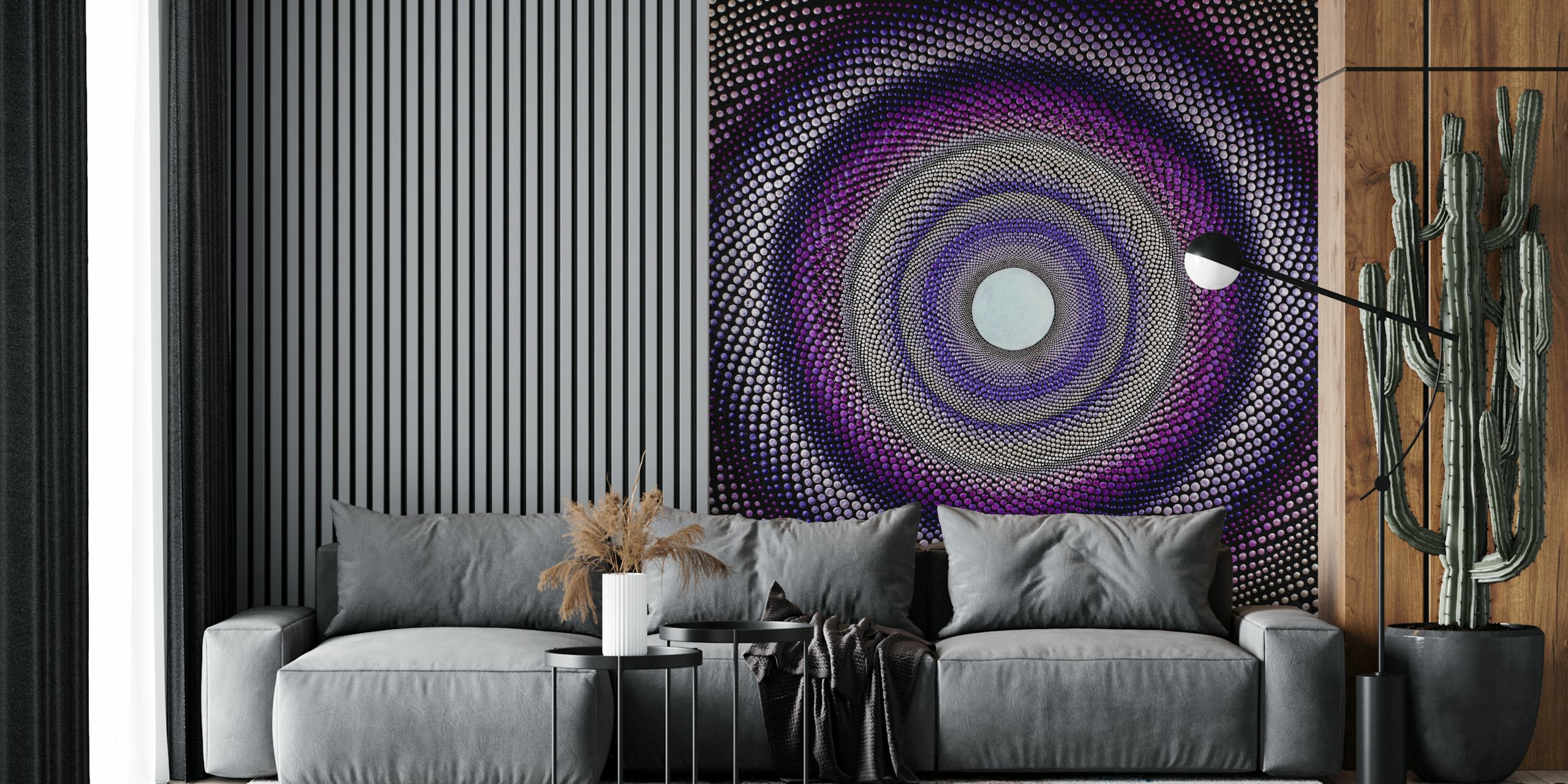 Purple Tunnel Design Tapete in einem Raum