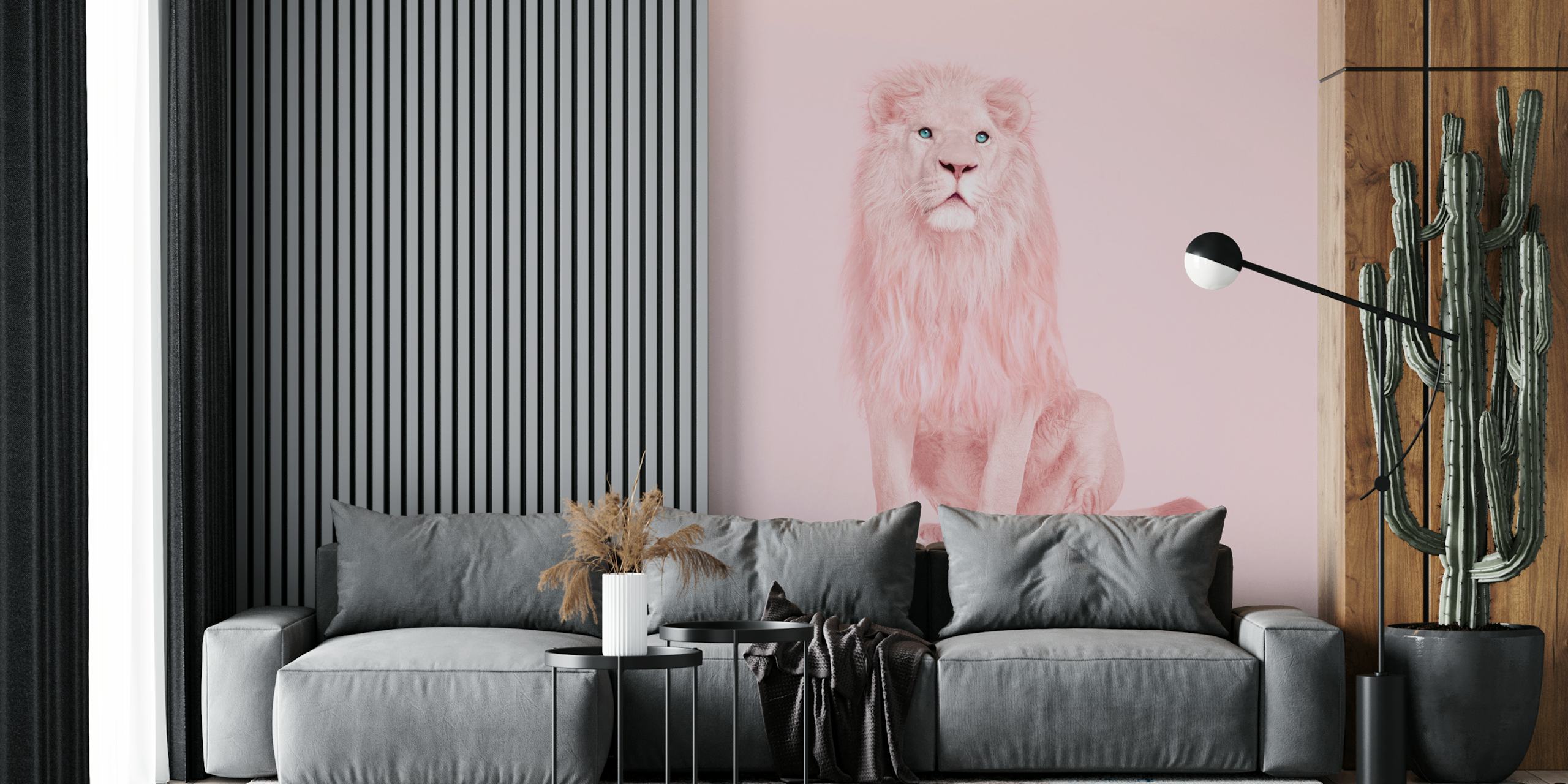 Vibrant Pink Lion Muurdecoratie Behang