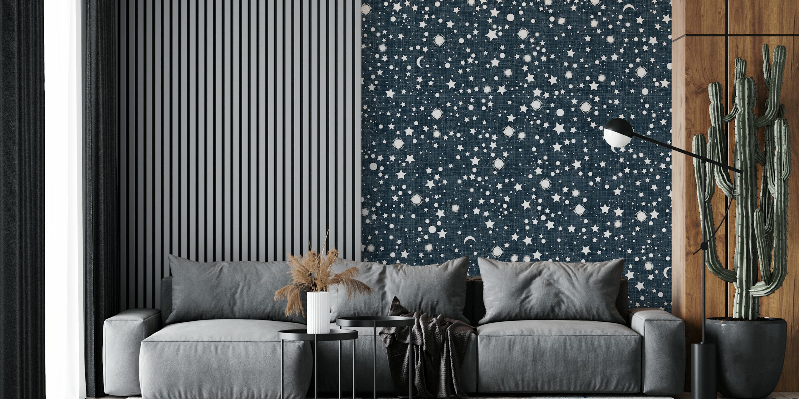 Glitter Sky Navy Blue WM i ett rum