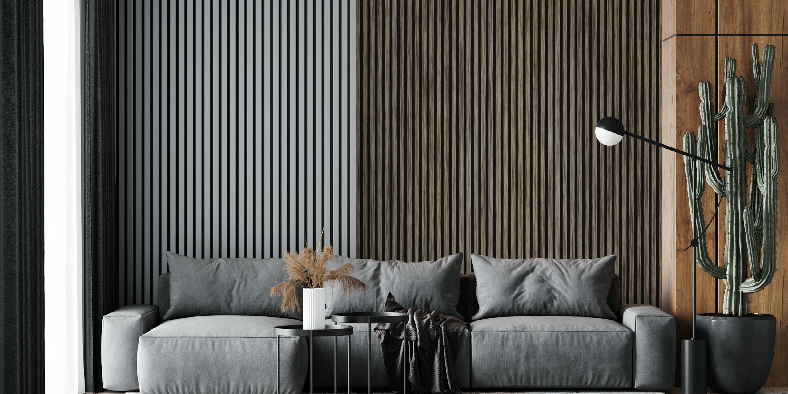 Vertical Timber Stripes wallpaper in a room