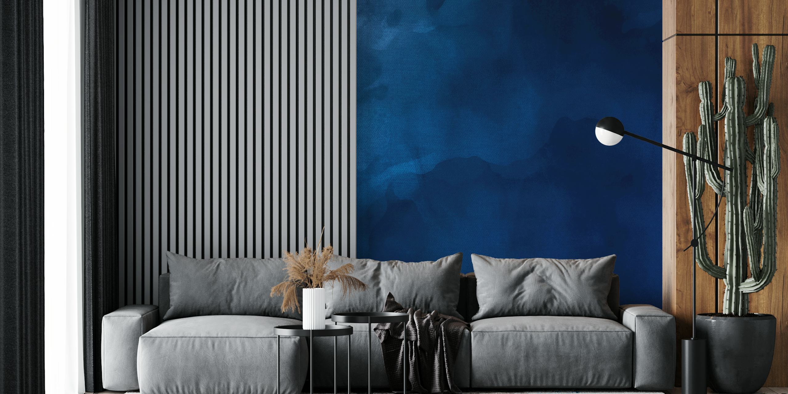 Indigo Ocean Canvas papel pintado en una habitación