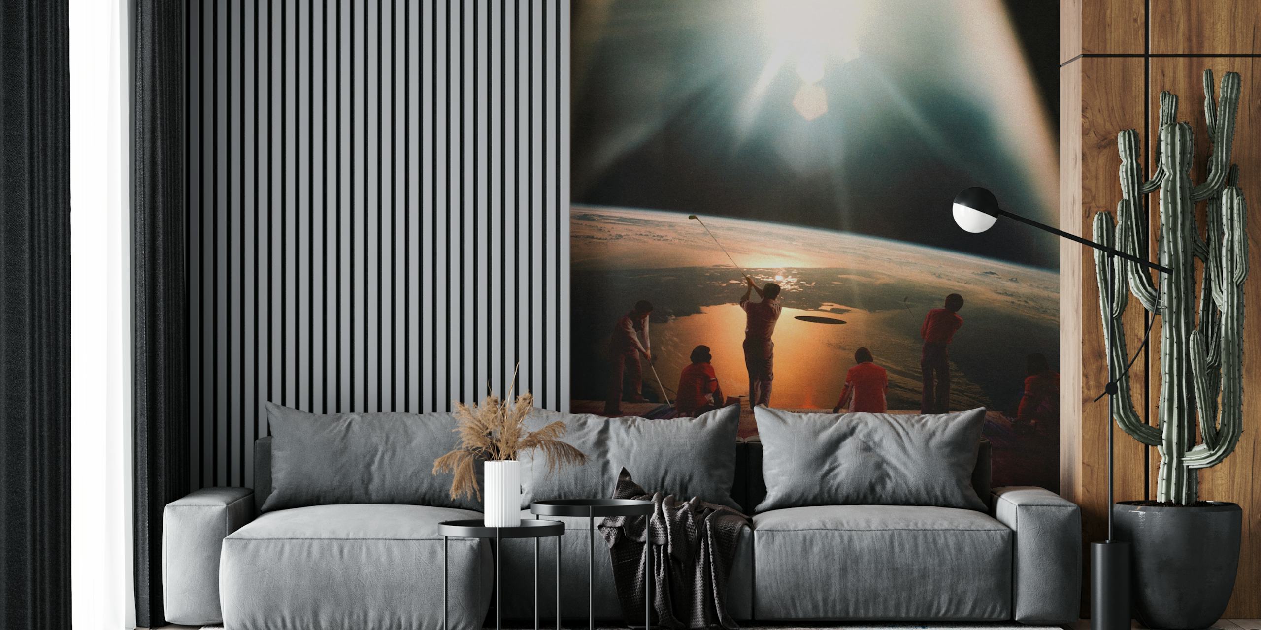 Golf theme wallpaper in a stylish room