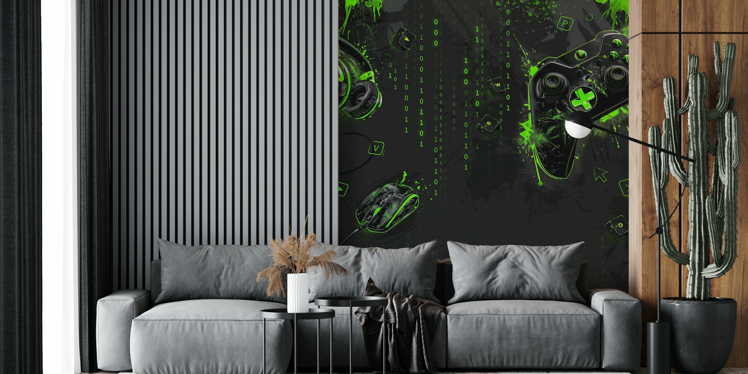 Neon Gaming mural i et moderne rum
