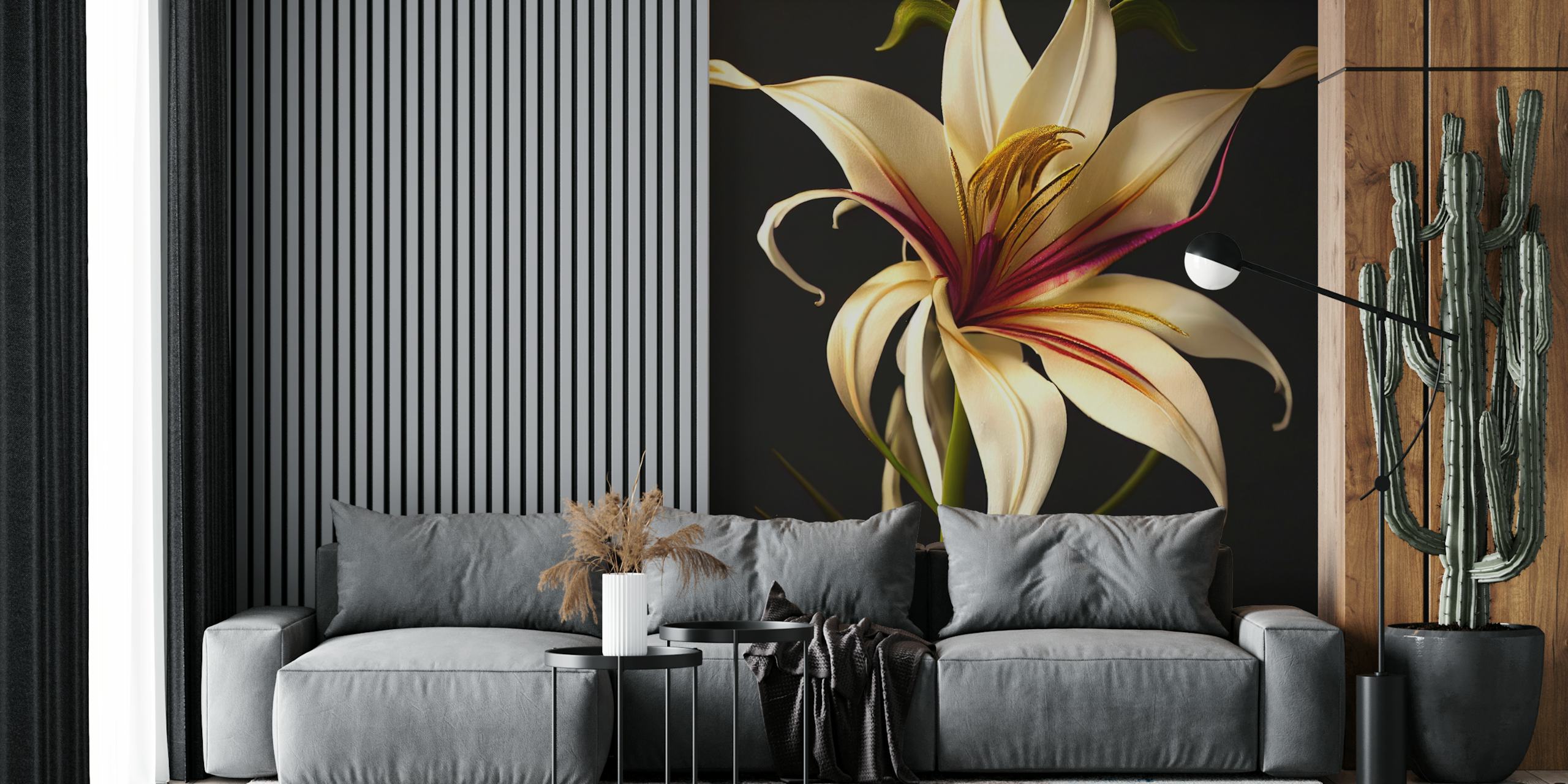 Elegant Lily Blossom-behang in een kamer