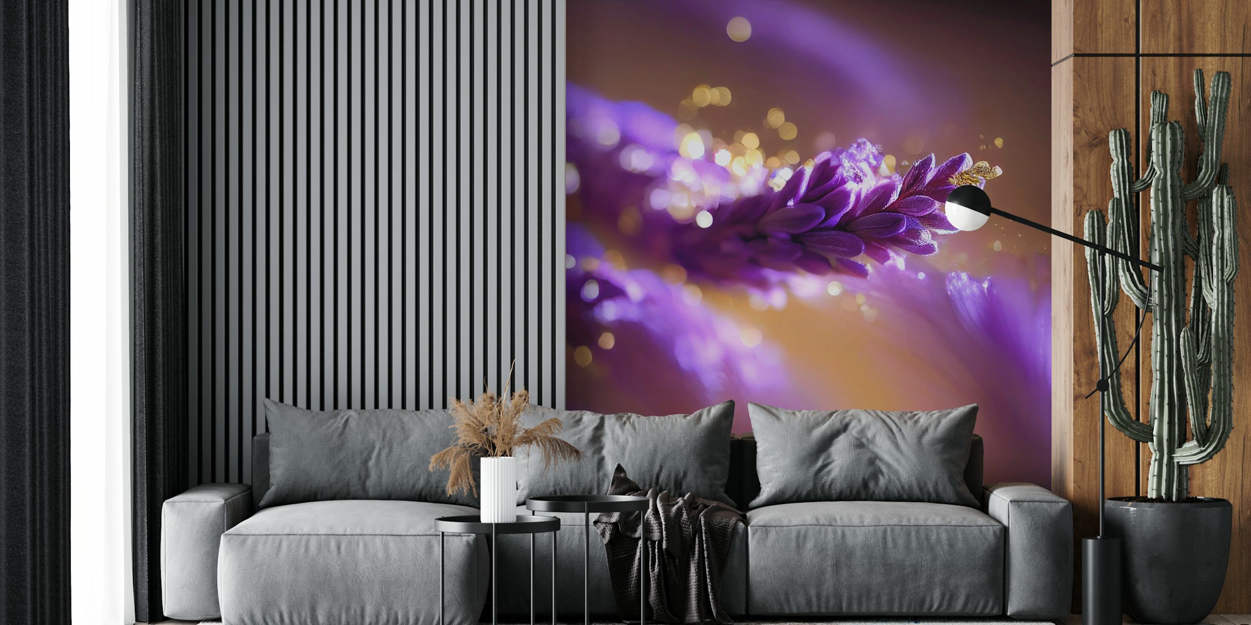 Lavender floral design with sparkles on soft background wallpaper