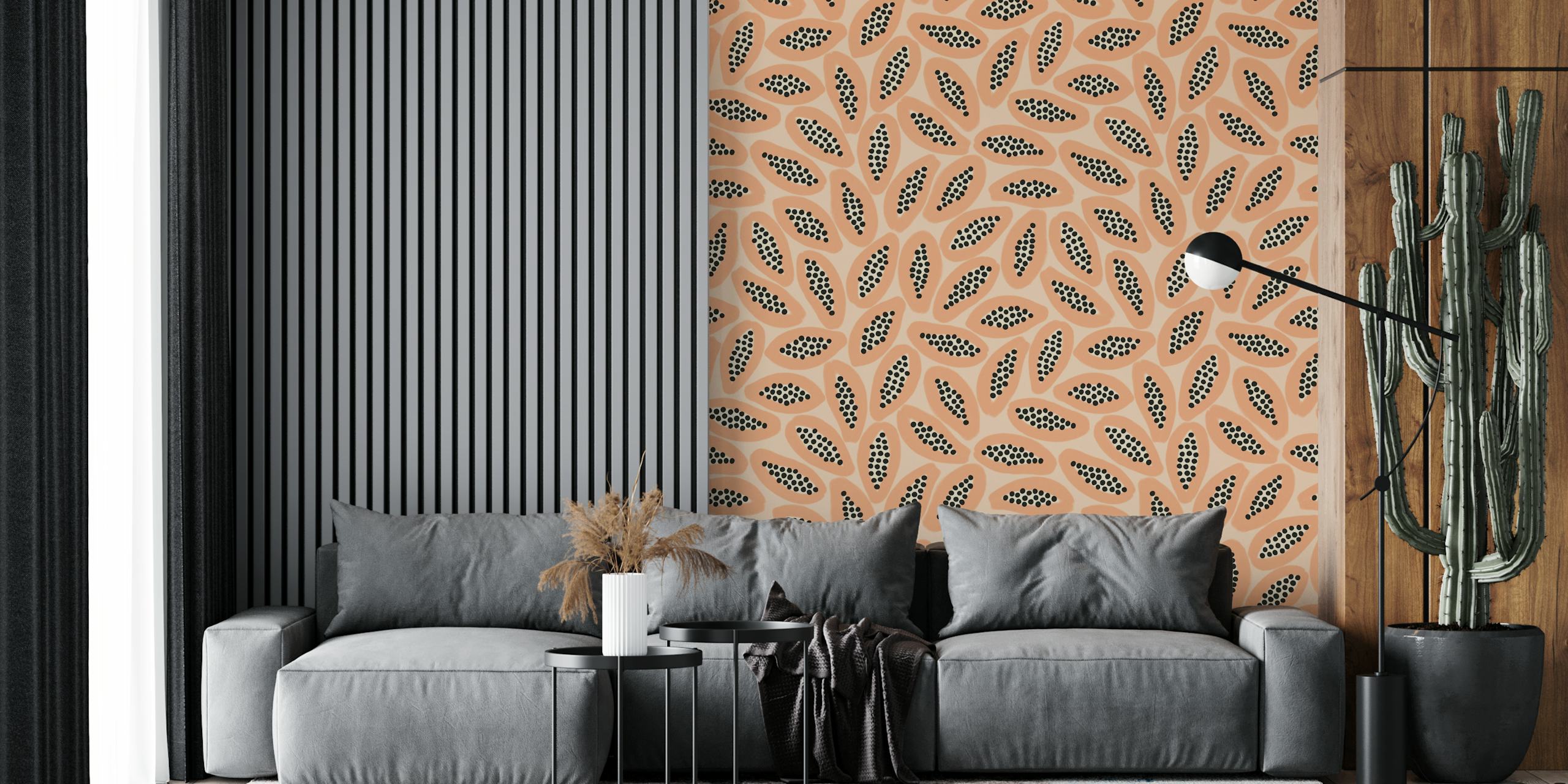 Papaya Party wallpaper i ett rum