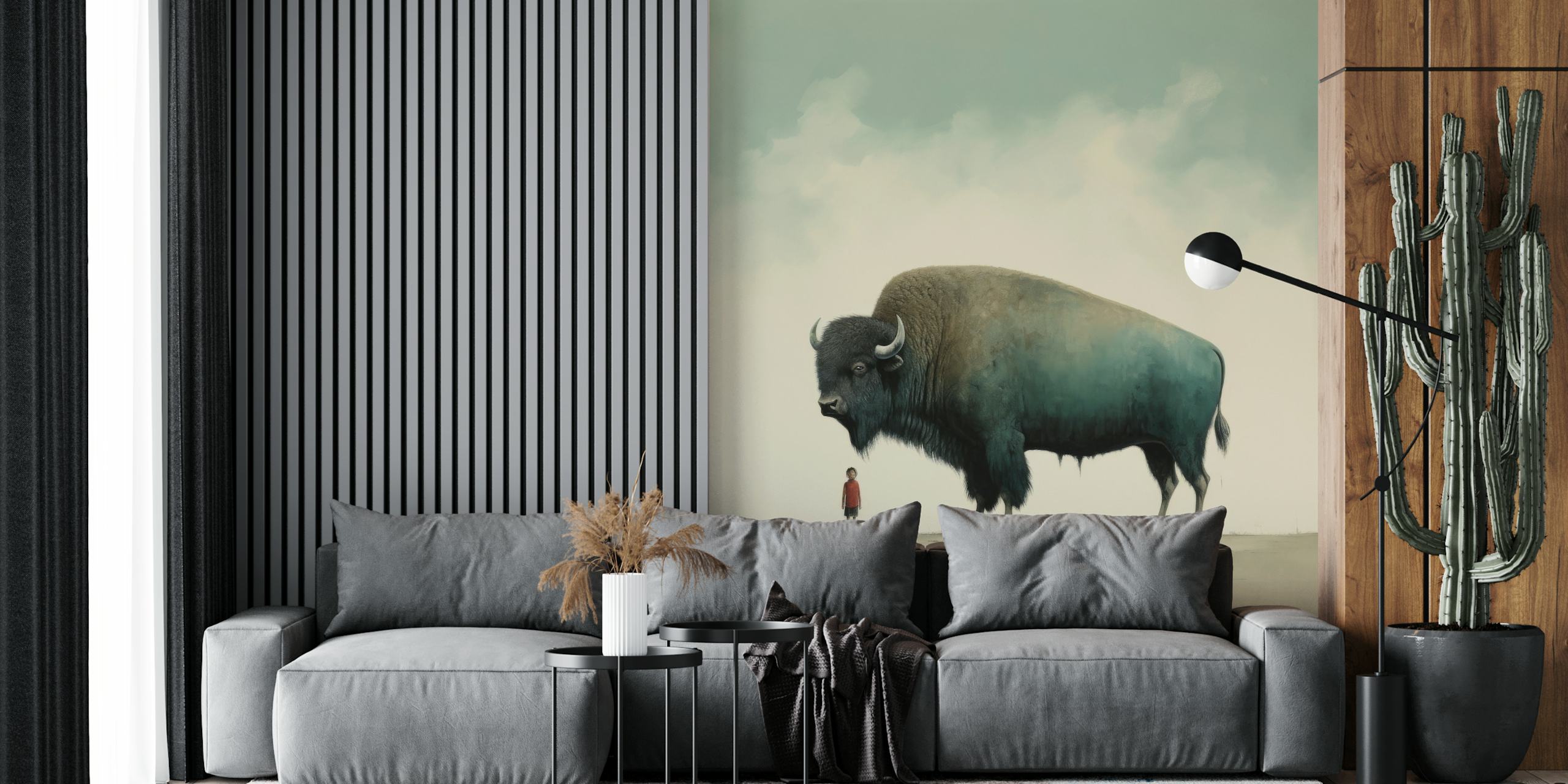 Carta da parati Minimal Buffalo in un ambiente