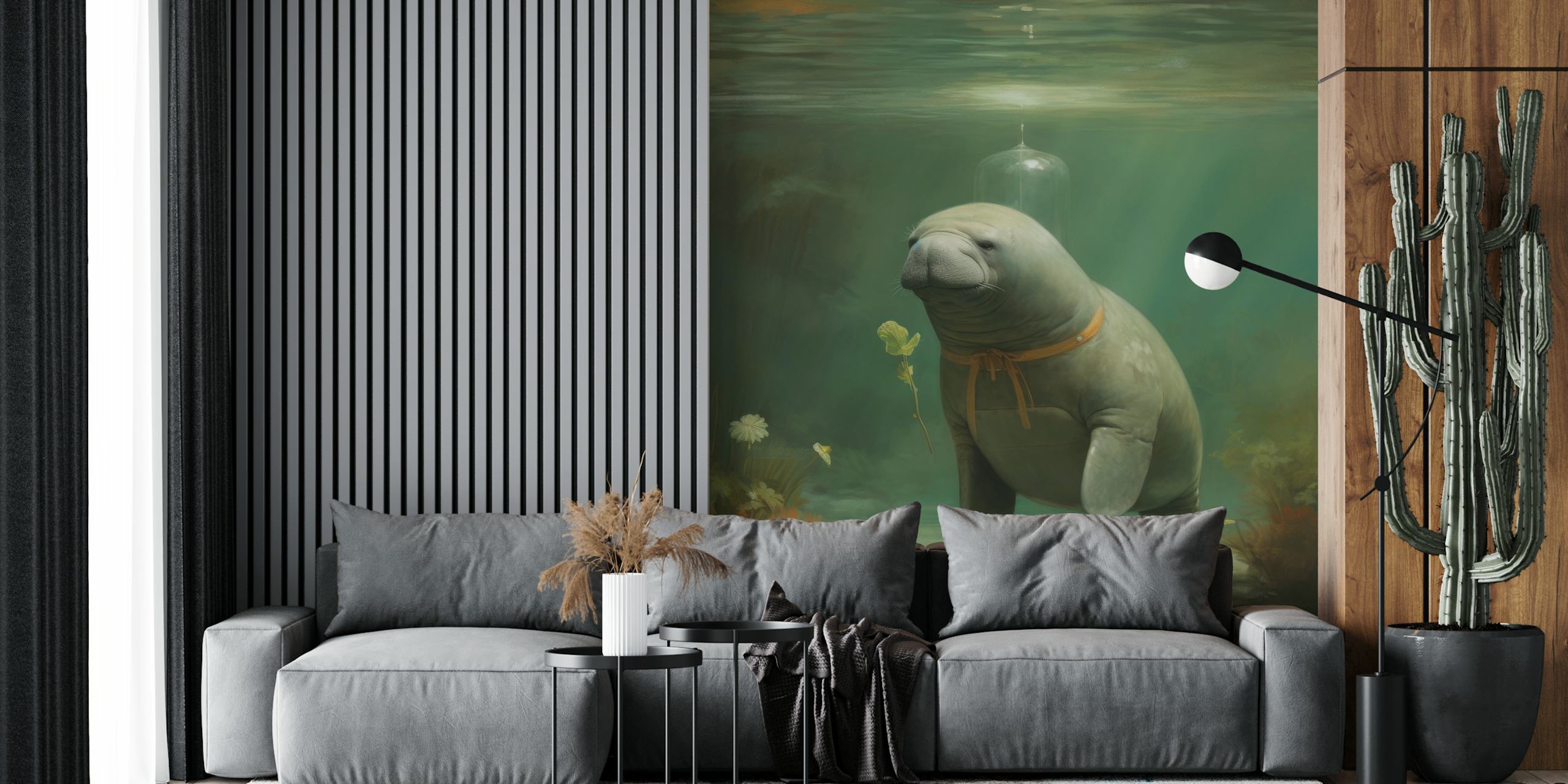 Minimal Manatee Weightless papel pintado en una habitación