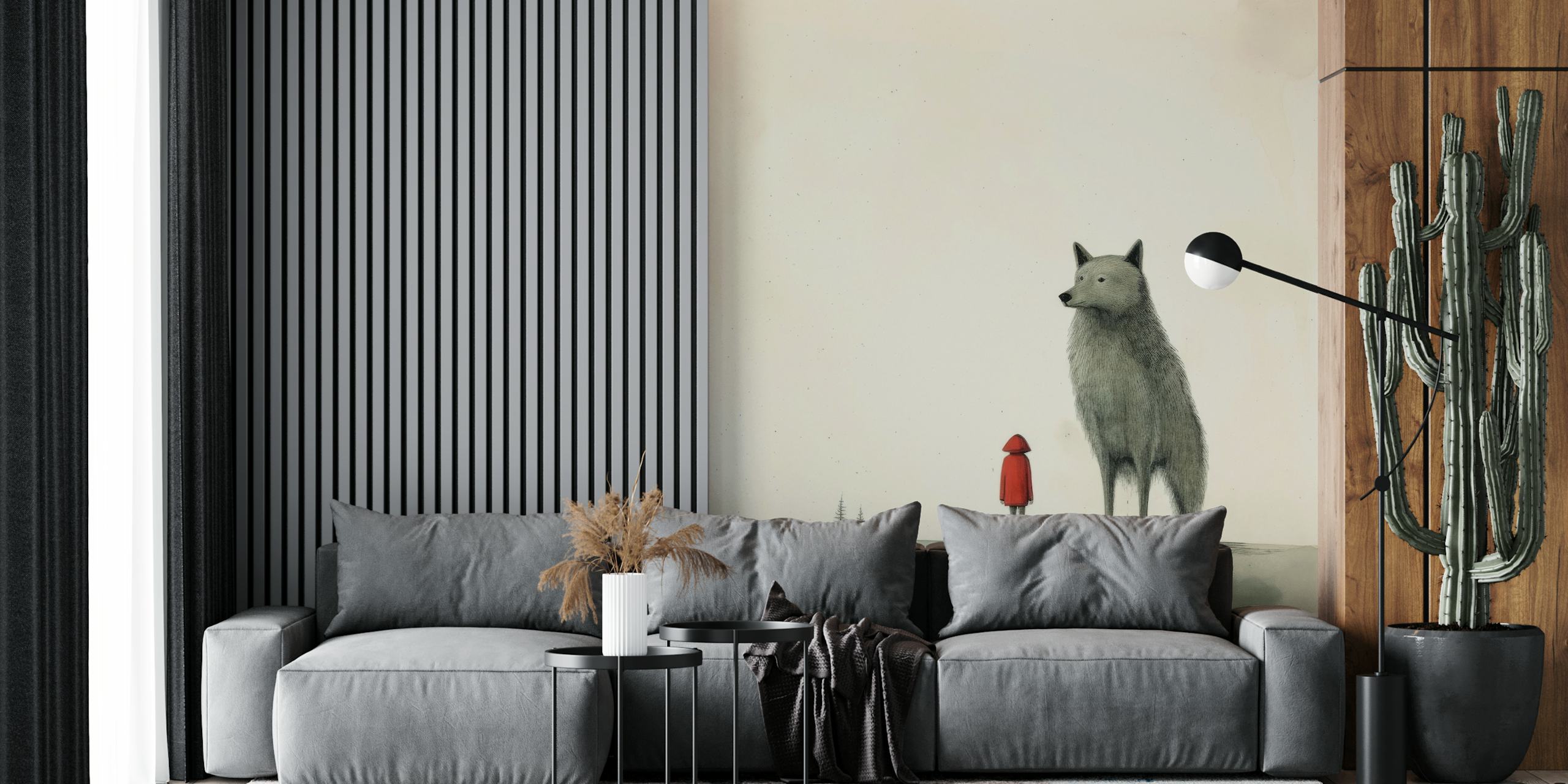 The Minimal Wolf wallpaper design in a room