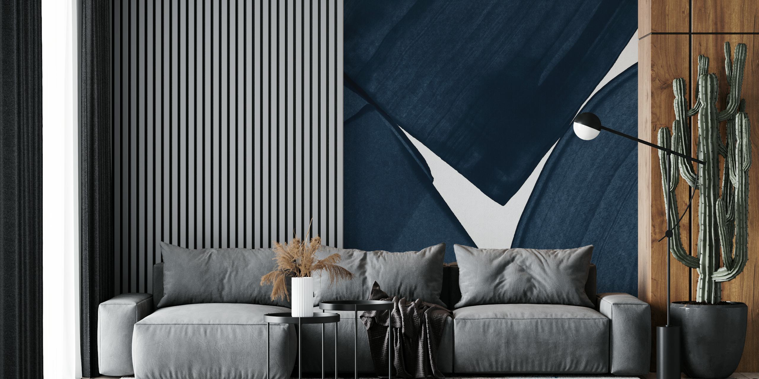 Navy blue brush strokes on white background wallpaper