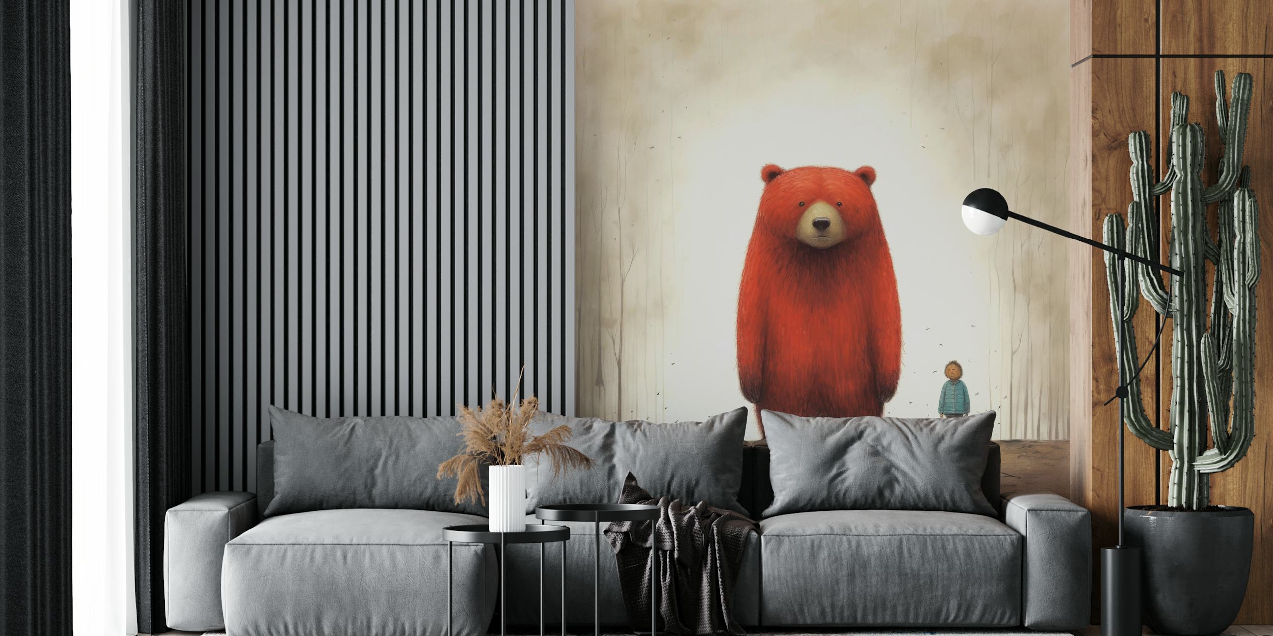 Minimal Grizzly Bear Spirit wallpaper in a room