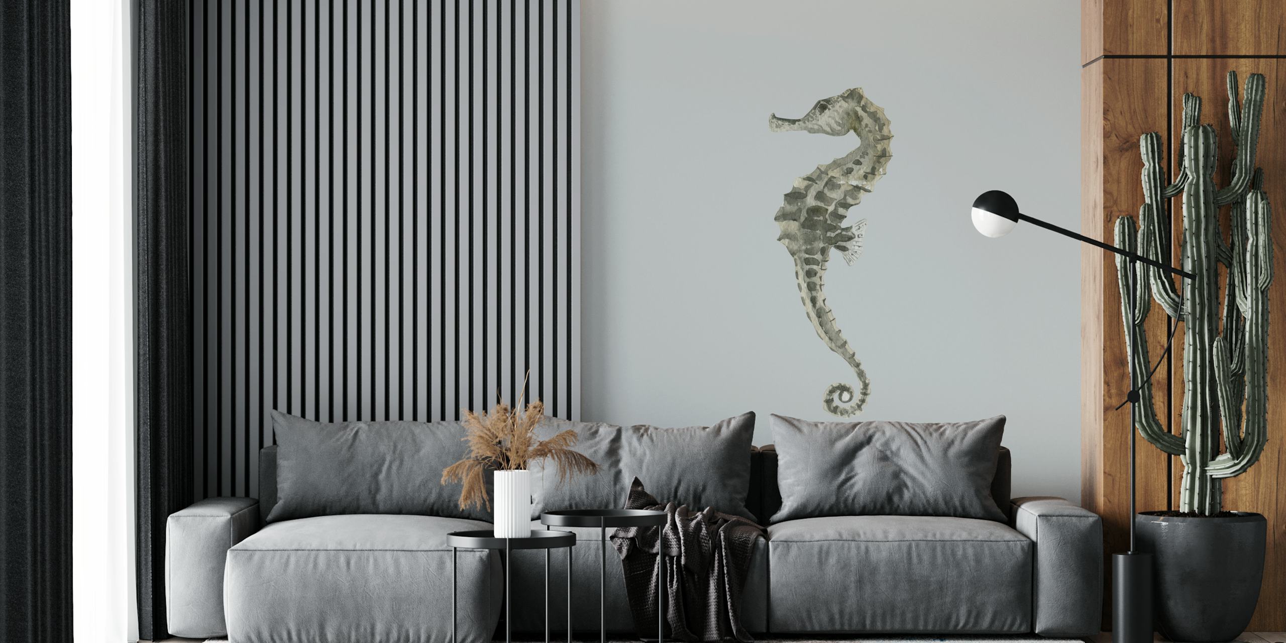 Seahorse in neutral colors ταπετσαρία σε ένα δωμάτιο