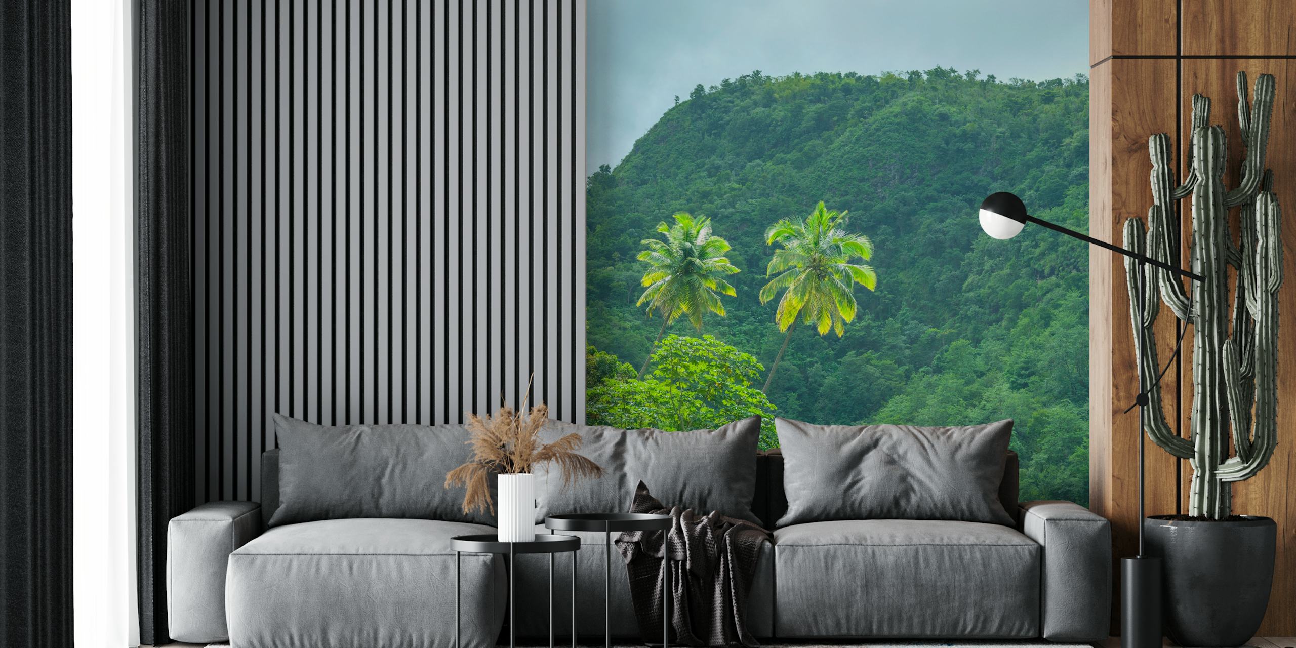 Tapeta Verdant Hills and Palms w pokoju