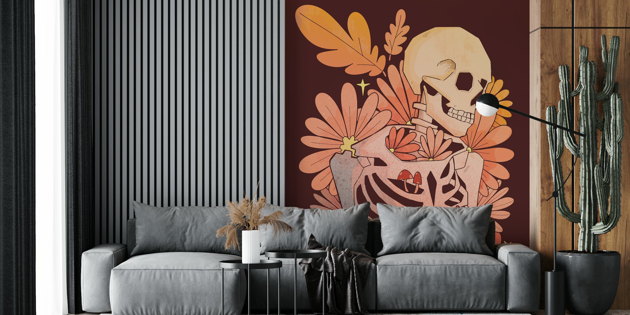 Autumnal skeleton design tapet i et rum