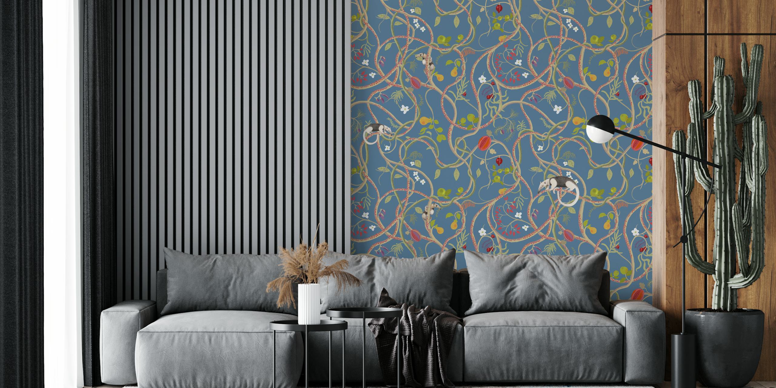 Anteaters-Tamanduas in Blue behang in een kamer