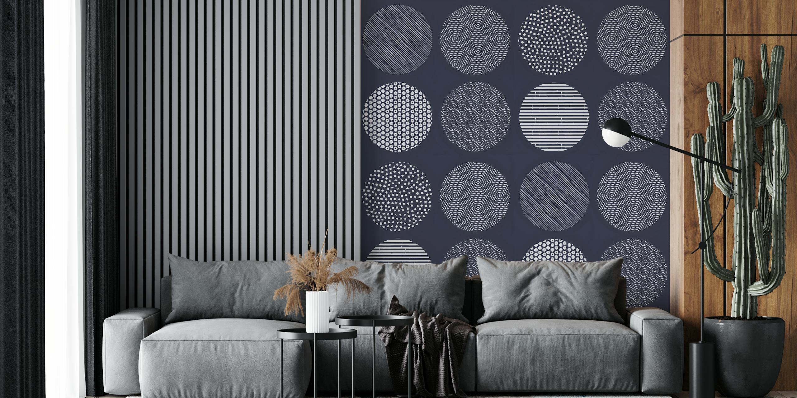 Carta da parati Modern Geometric Circles in una stanza