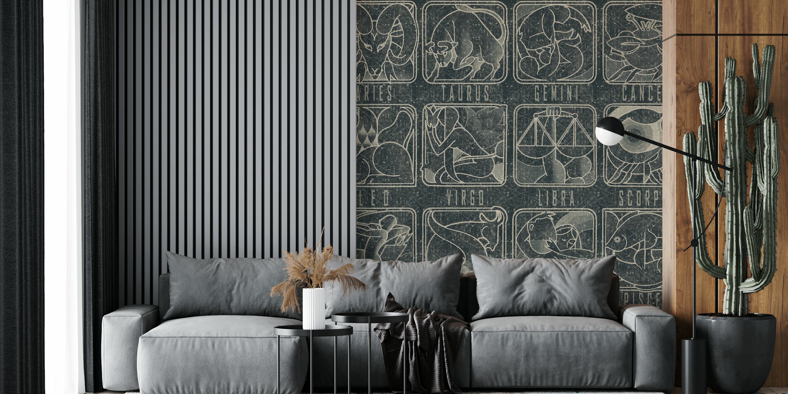Astrology zodiac sign illustrations in chalkboard style wallpaper