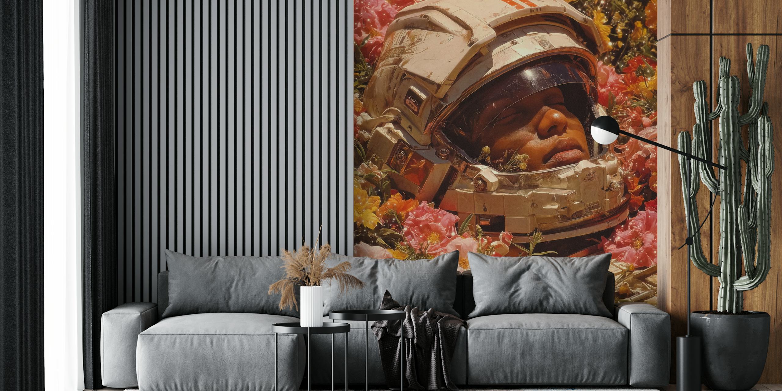 Projekt tapety Astronaut w kwiatach