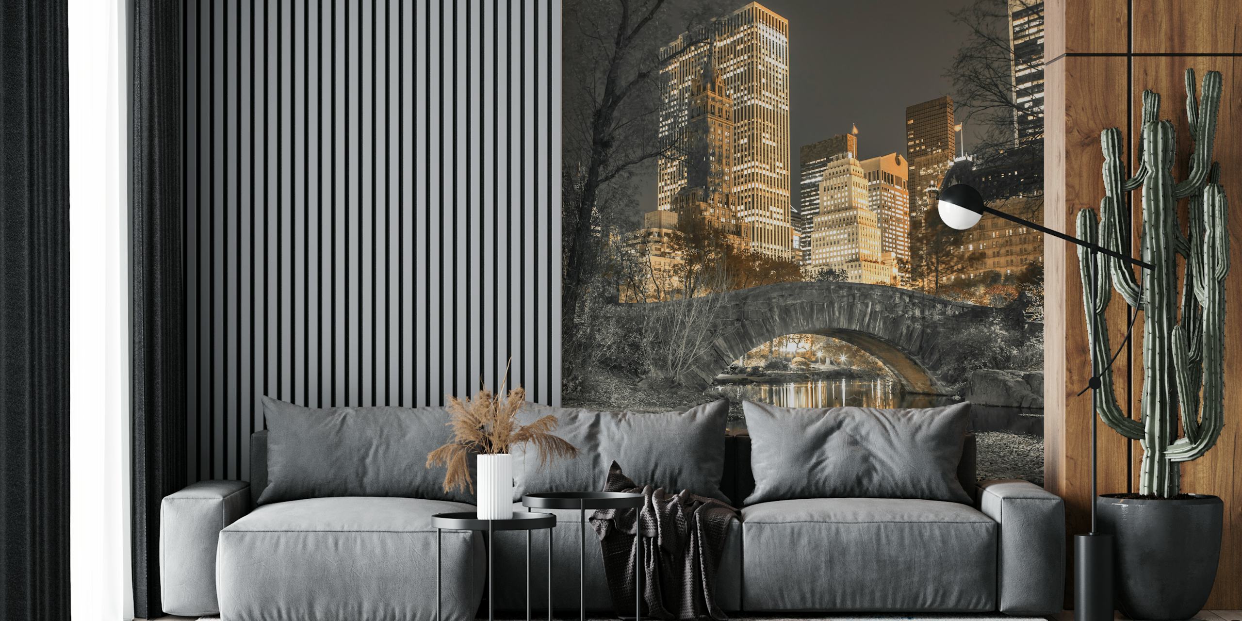Evening in Central Park wallpaper design in a room