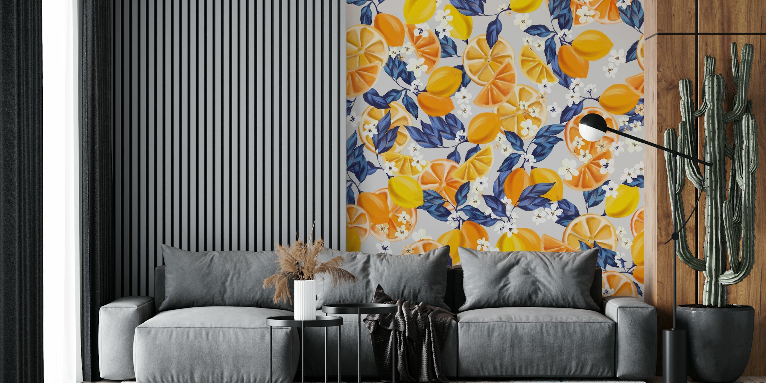 Lemon Garden 002 wandbekleding ontwerp in een kamer