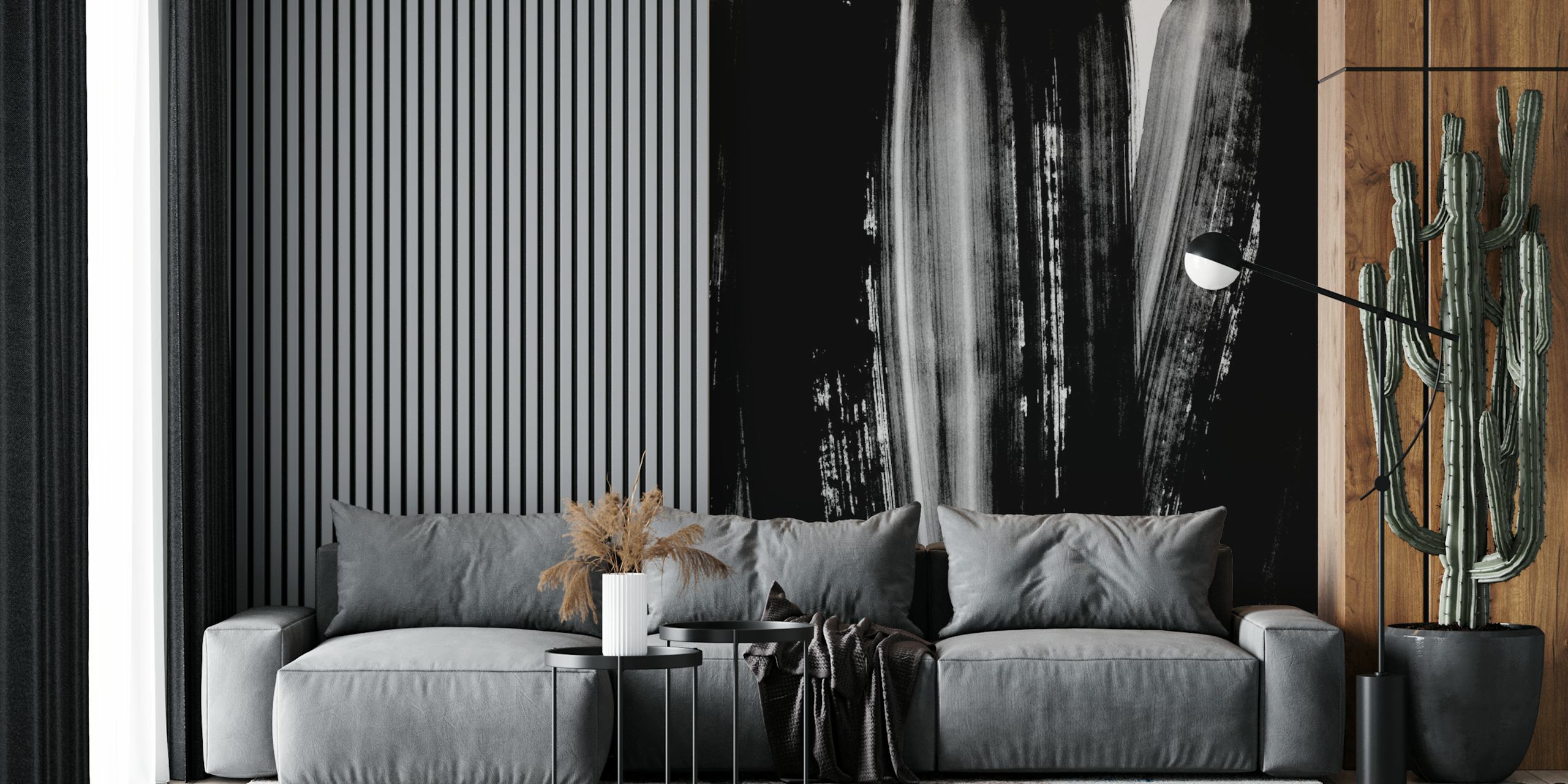 Bold Black Strokes wallpaper in a modern room