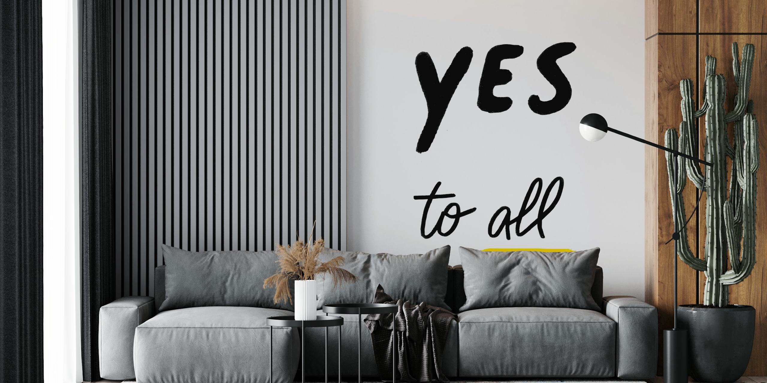 Text design saying 'Yes to All' in black and yellow colors wallpaper