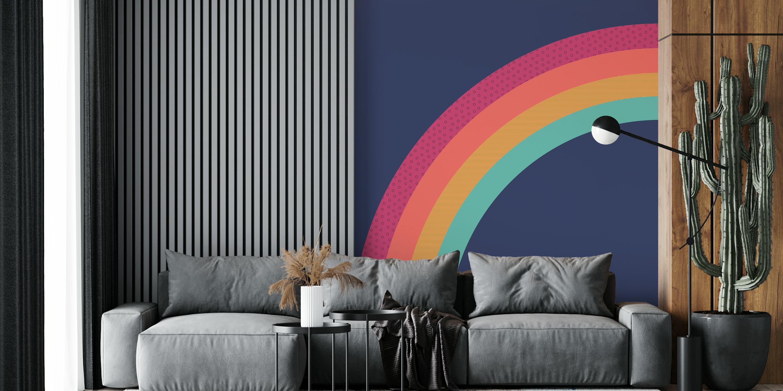 Vintage Rainbow Tapete in einem Raum angezeigt