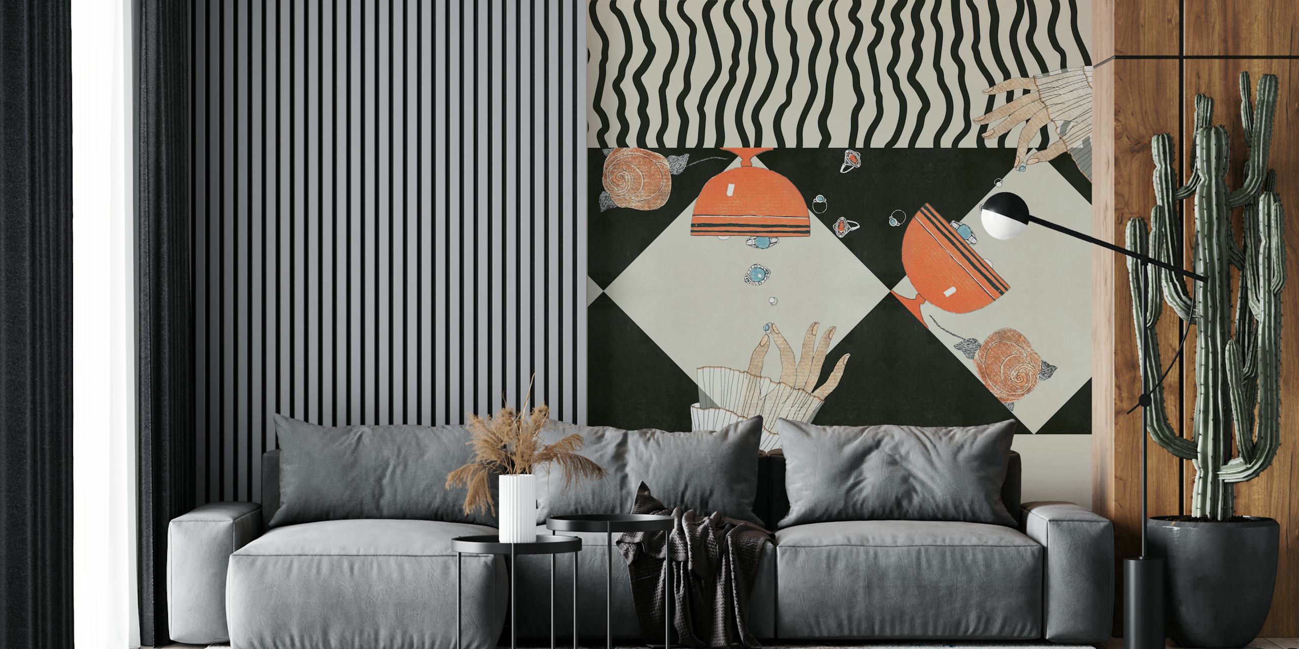 Dada Art Wallpaper Displayed In A Room
